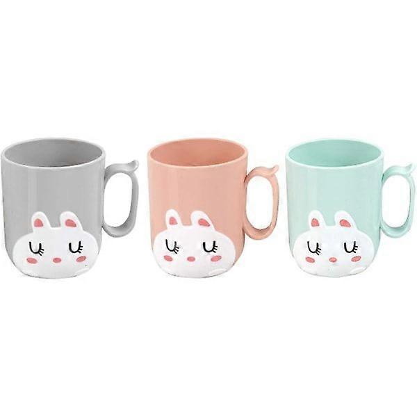 3-pack toothbrush holders with rabbit pattern Unbreakable bathroom mugs C