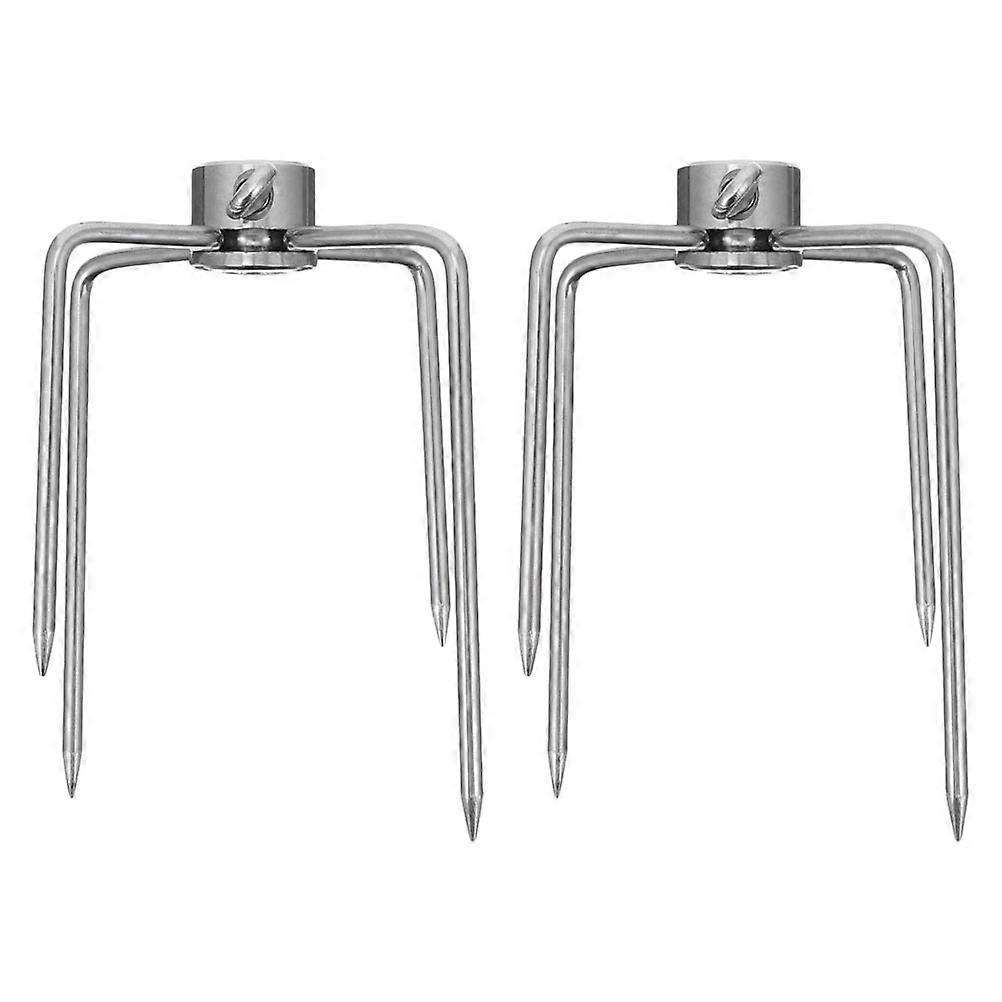 2pcs Chrome Plated Rotisserie Meat Forks for BBQ Skewers, Resistant Rotating Spit Rods for Chicken Wings and Kebab Cooking