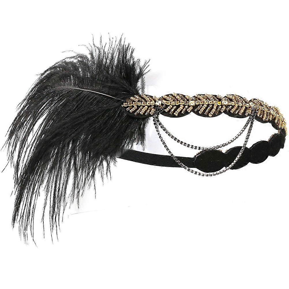Decorative Headband for Festive Occasions, Designed with Faux Plume and Crystal