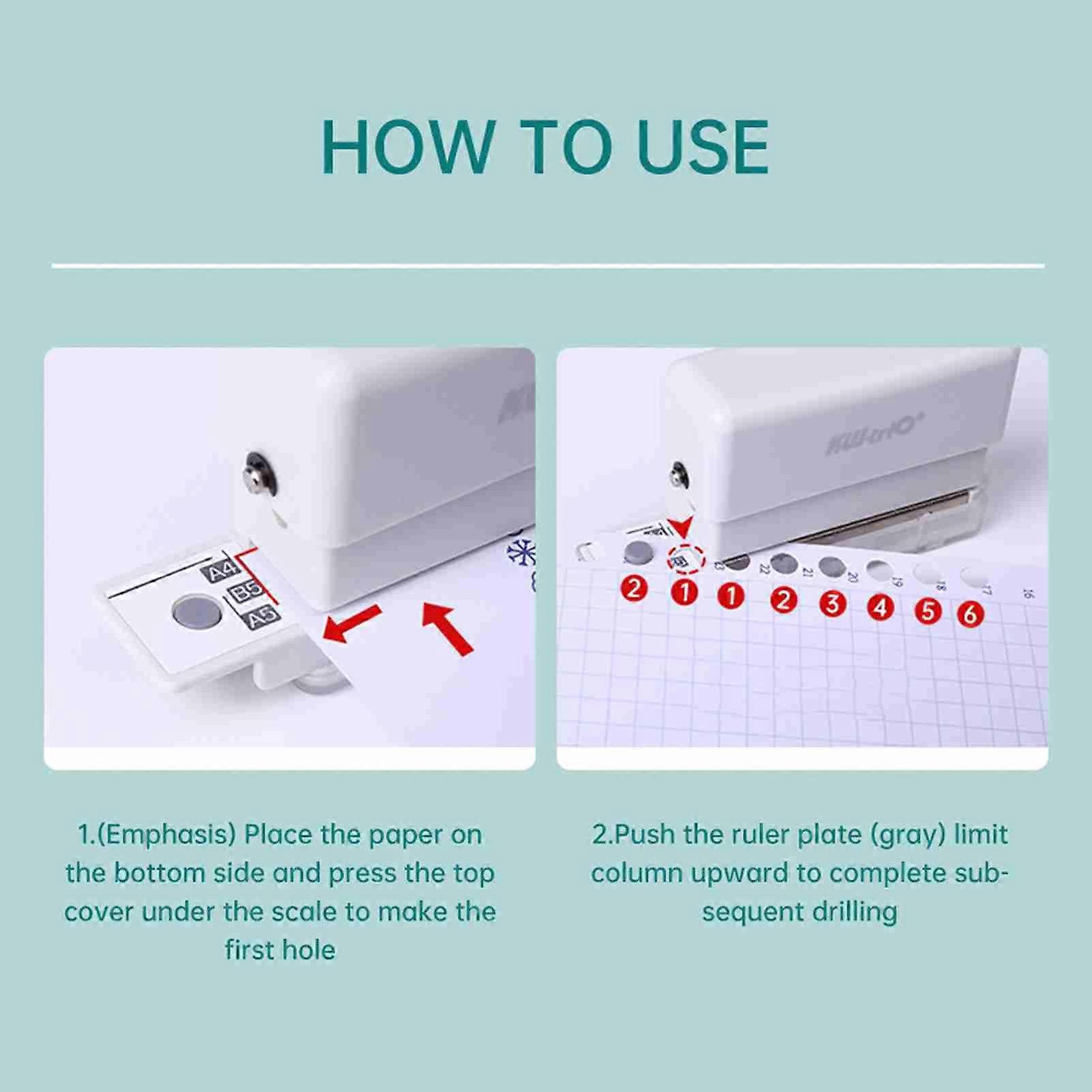 Paper Punch 6 Hole 3 Sheets Capacity Loose Leaf Punch 5.5mm Hole Diameter Mini Portable Paper Puncher for A4 B5 A5