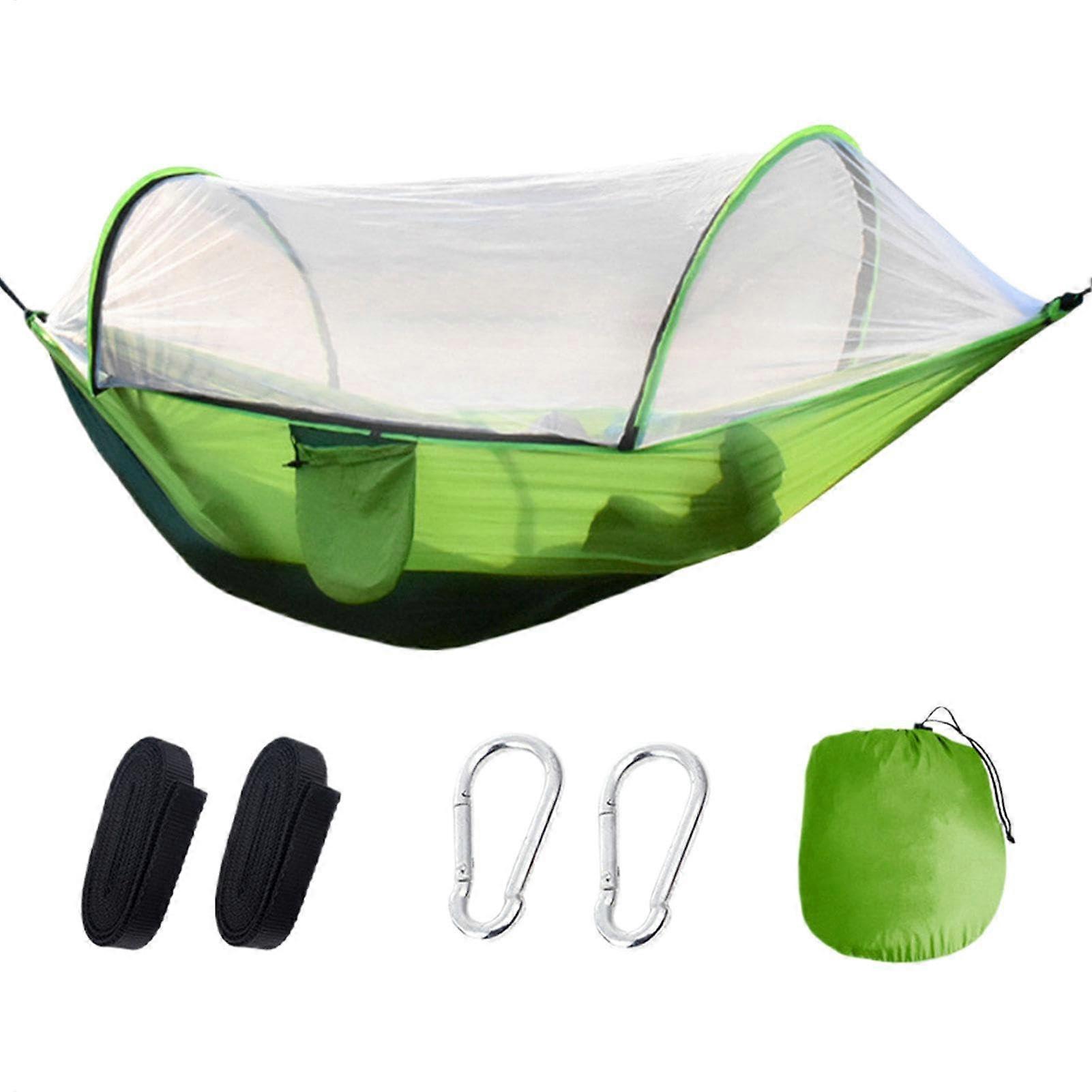 Camping Hammock – Portable Hammock with Mosquito Net, Quick Setup, 2.9m x 1.5m, Green for Outdoor Activities