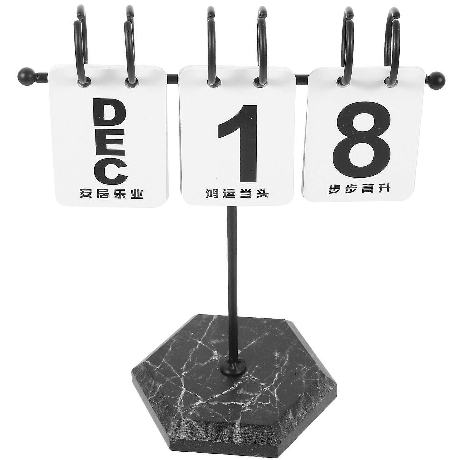 Tabletop Calendar Desk Calendar for Office Perpetual Calendar Modern Minimalist Black 22.50X18.50X10.50CM Date Display 1Pcs
