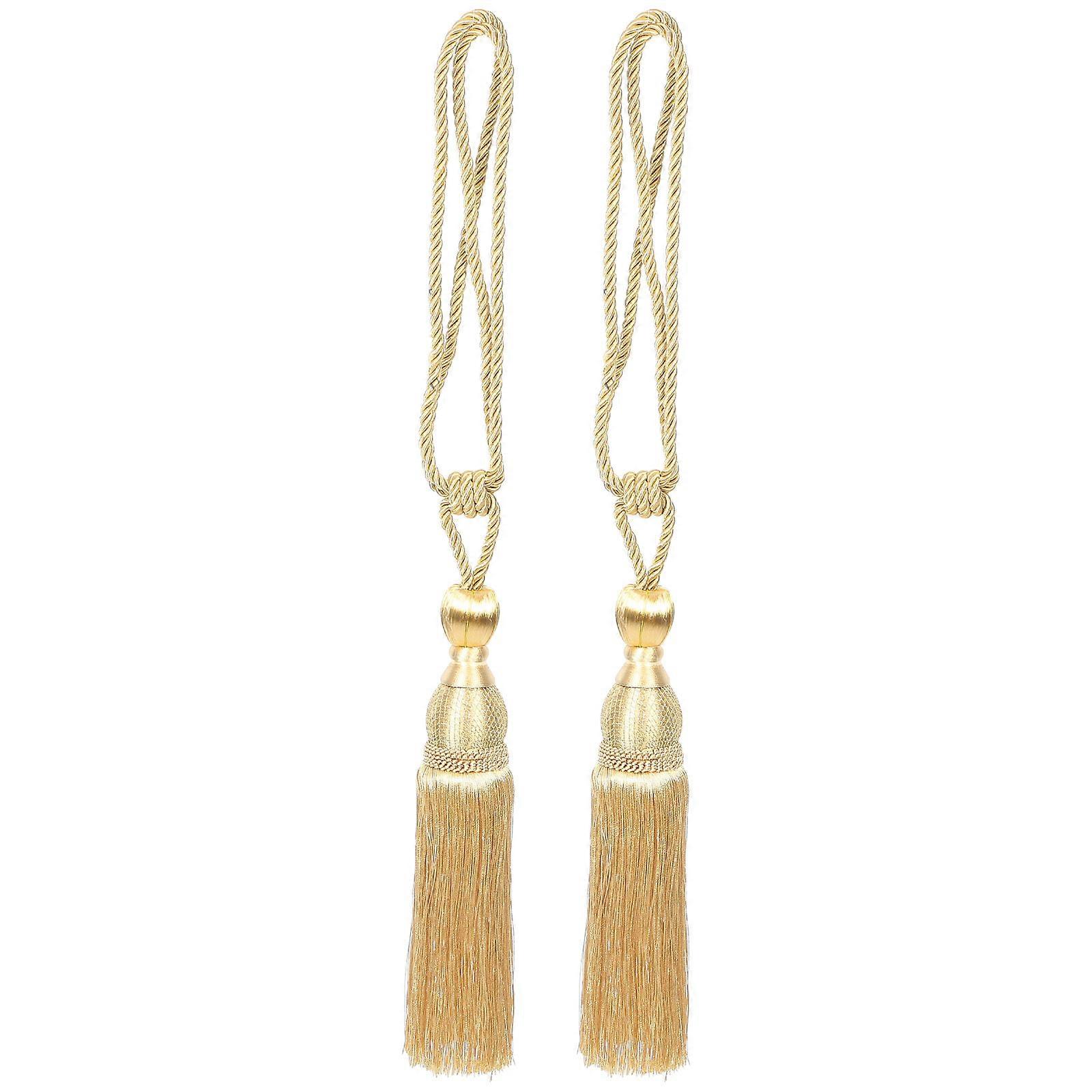 Delicate Curtain Tieback Decorative Function Golden Cloth Material Living Room 2Pcs