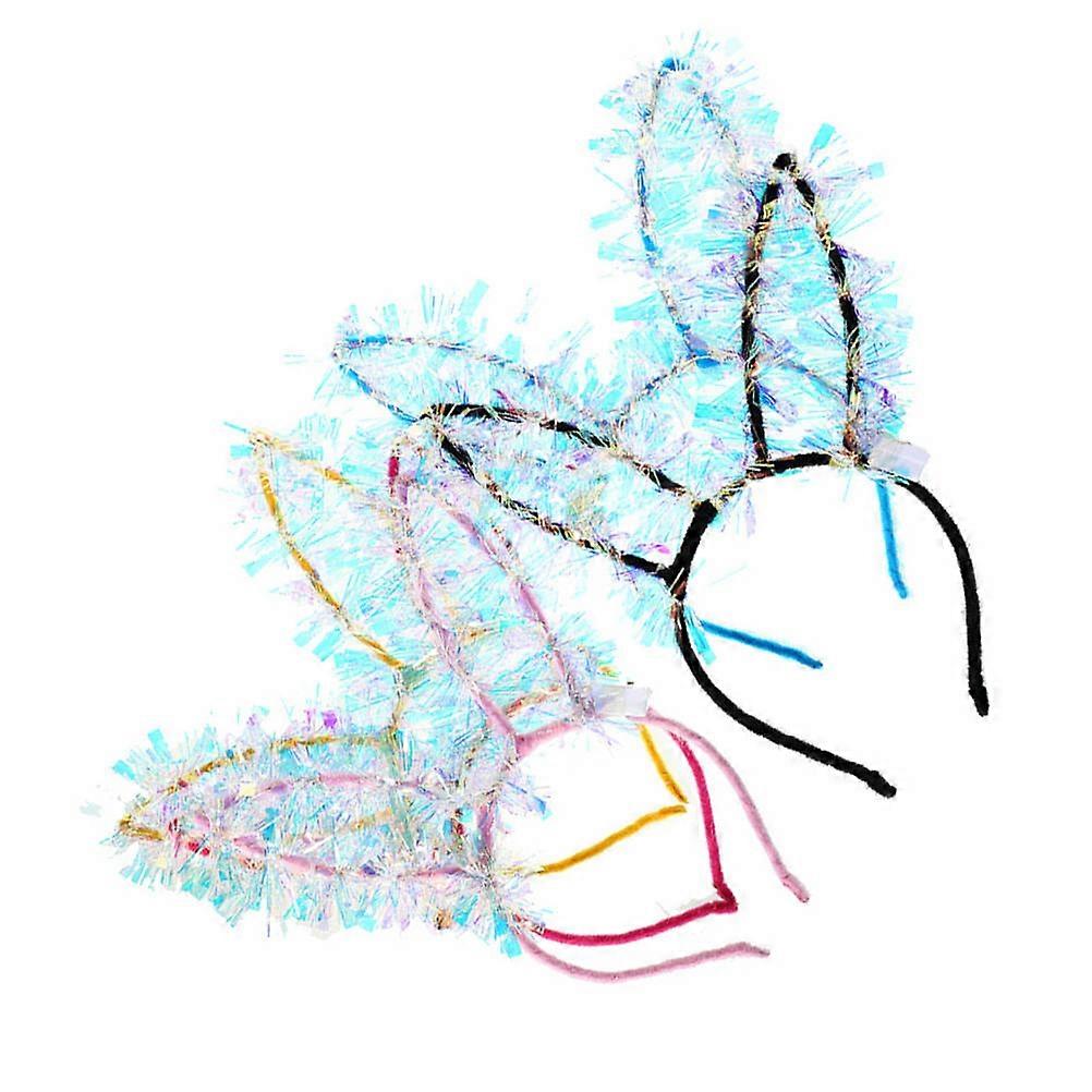 Kids Party Headwear Rabbit Ears Headbands 4Pcs Assorted Color for Dancing and Wedding Parties
