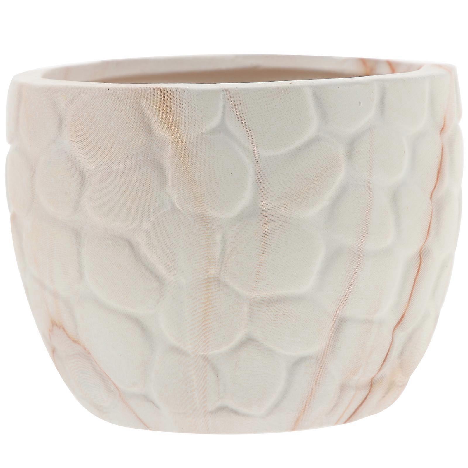 Ceramic Flowerpot Unique Shaped Planter Desktop Succulent Pots 9X9X7CM White Round 1Pack