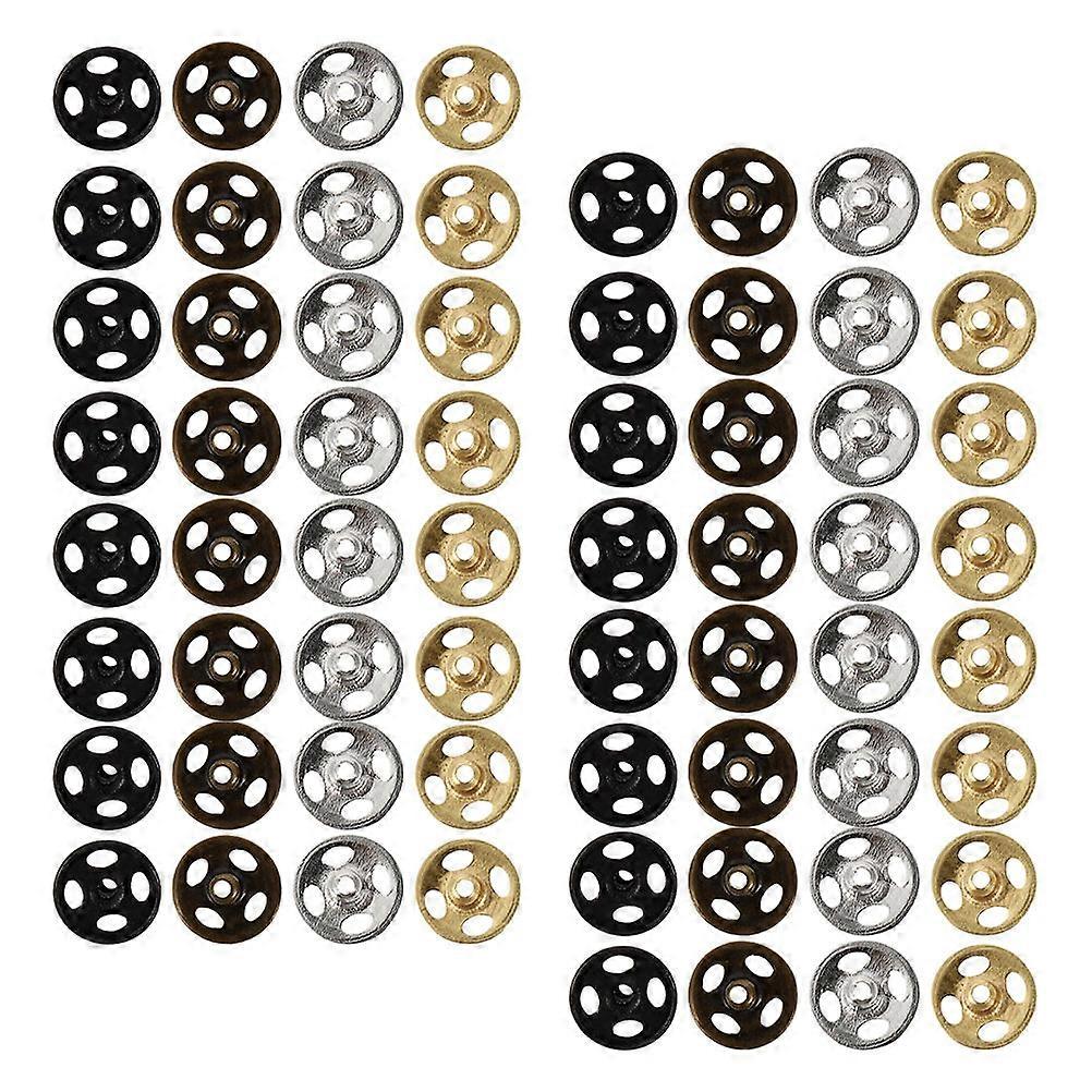 80pcs Mini Snap Buttons for Doll Clothes DIY Sewing Craft – Round Colored Tiny Fasteners Kit with Gold, Silver, Bronze & Black Decorative Buttons for
