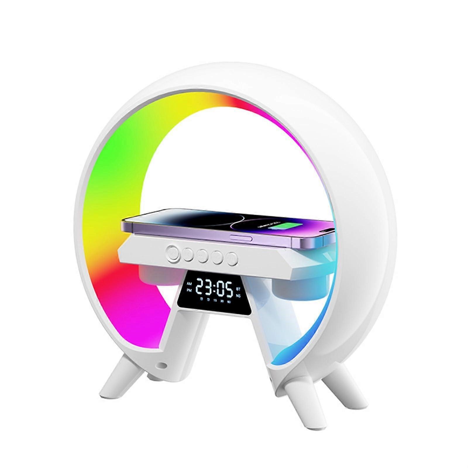 Multifunctional Night Lights Alarm Clock Speaker Smart Bedside Lamp With Wireless Charger Bluetooth Speaker
