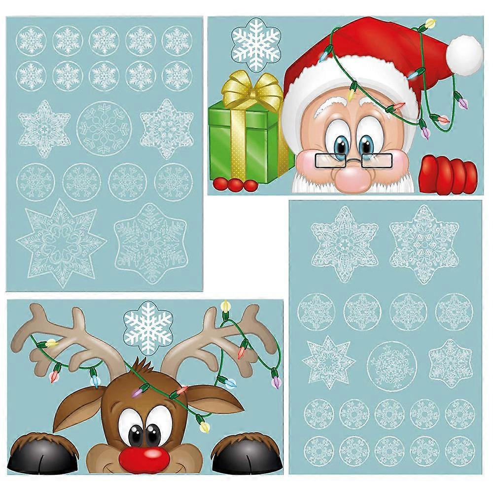 Reusable Stickers Christmas Window Decoration Reusable Electrostatic Adhesion Assorted Color 30x20cm 4 Sheets