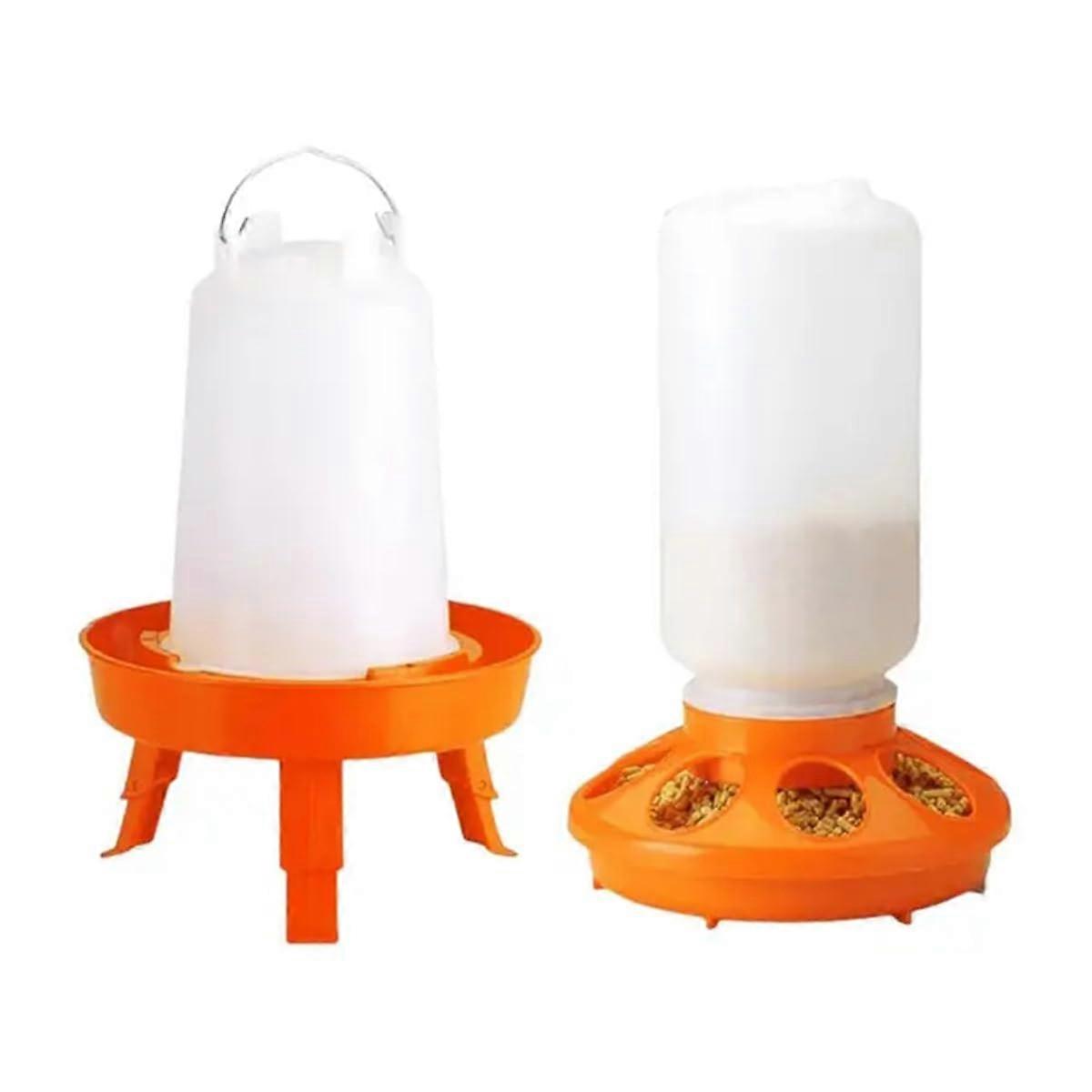 Poultry drinker hole feeder adjustable height drinker for quails chickens poultry ducks geese pheasants (Orange) Ref: 9810