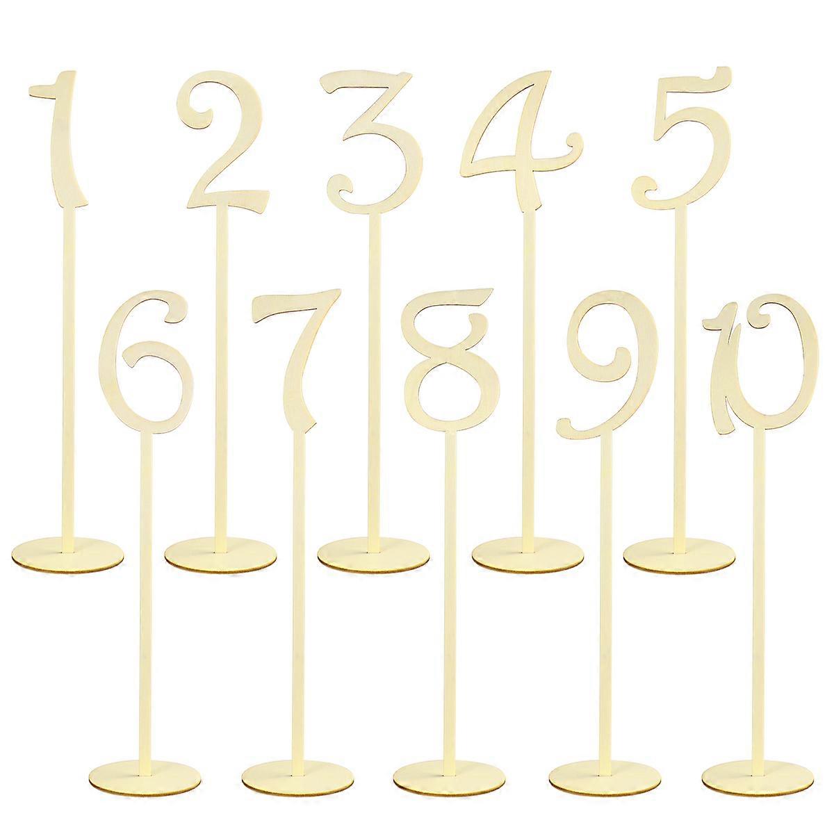 Table Seating Numbers Natural Wood Table Numbers Wedding Reception Events Round Base Simple Style 10Pcs