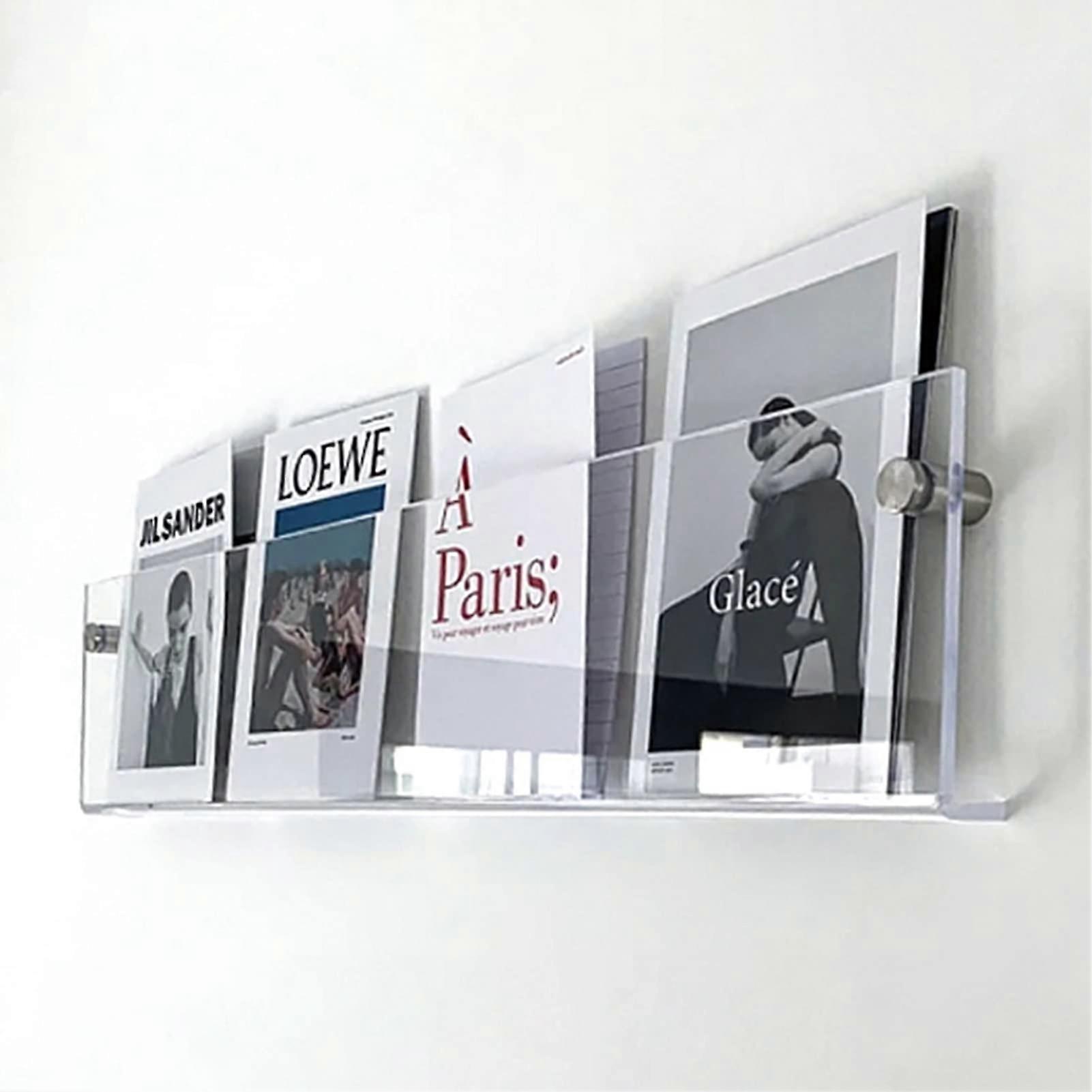Acrylic spaper Rack for Wall Mounting, Clear Magazine Holder with Fittings (40cm)