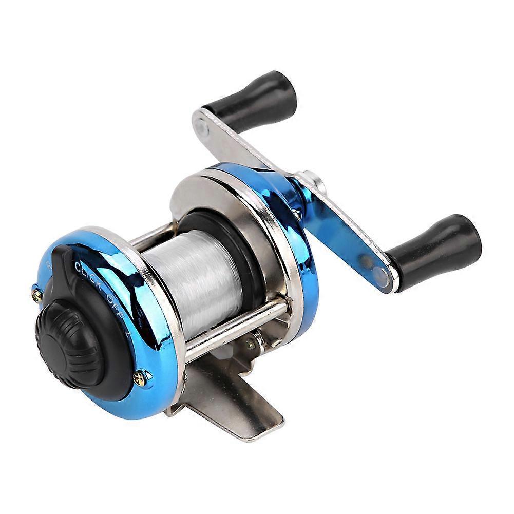 Portable Winter Ice Fishing Reel with Wire Line (Blue)