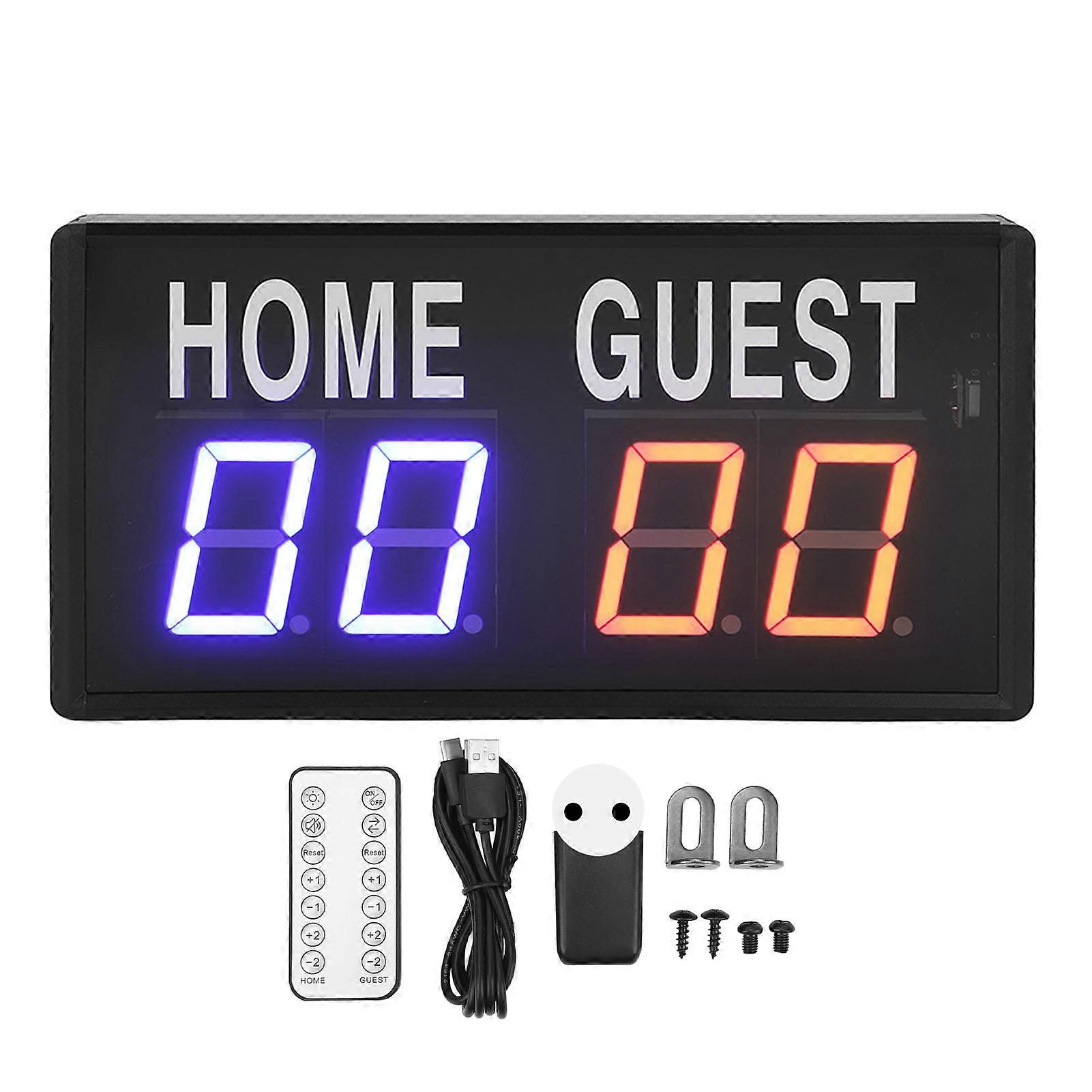 Aluminum Alloy Electronic Scoreboard, 100-240V Remote Control, Tabletop Digital Scoreboard for Basketball, Volleyball, EU Plug