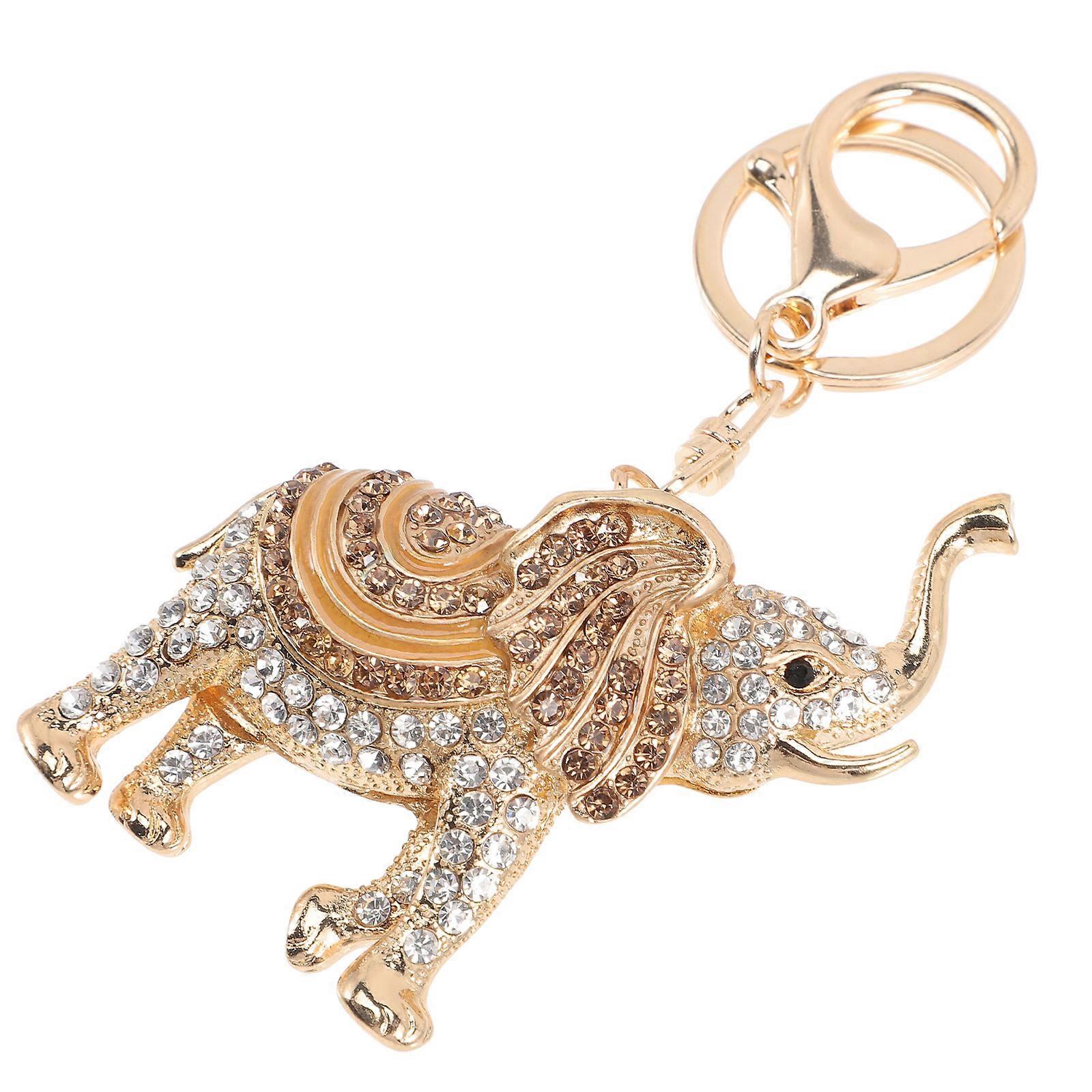 Lucky Elephant Keyring Sparkling Crystal Key Chain Charm Jewelry Big Ears Elephant for Special Occasions 1Set
