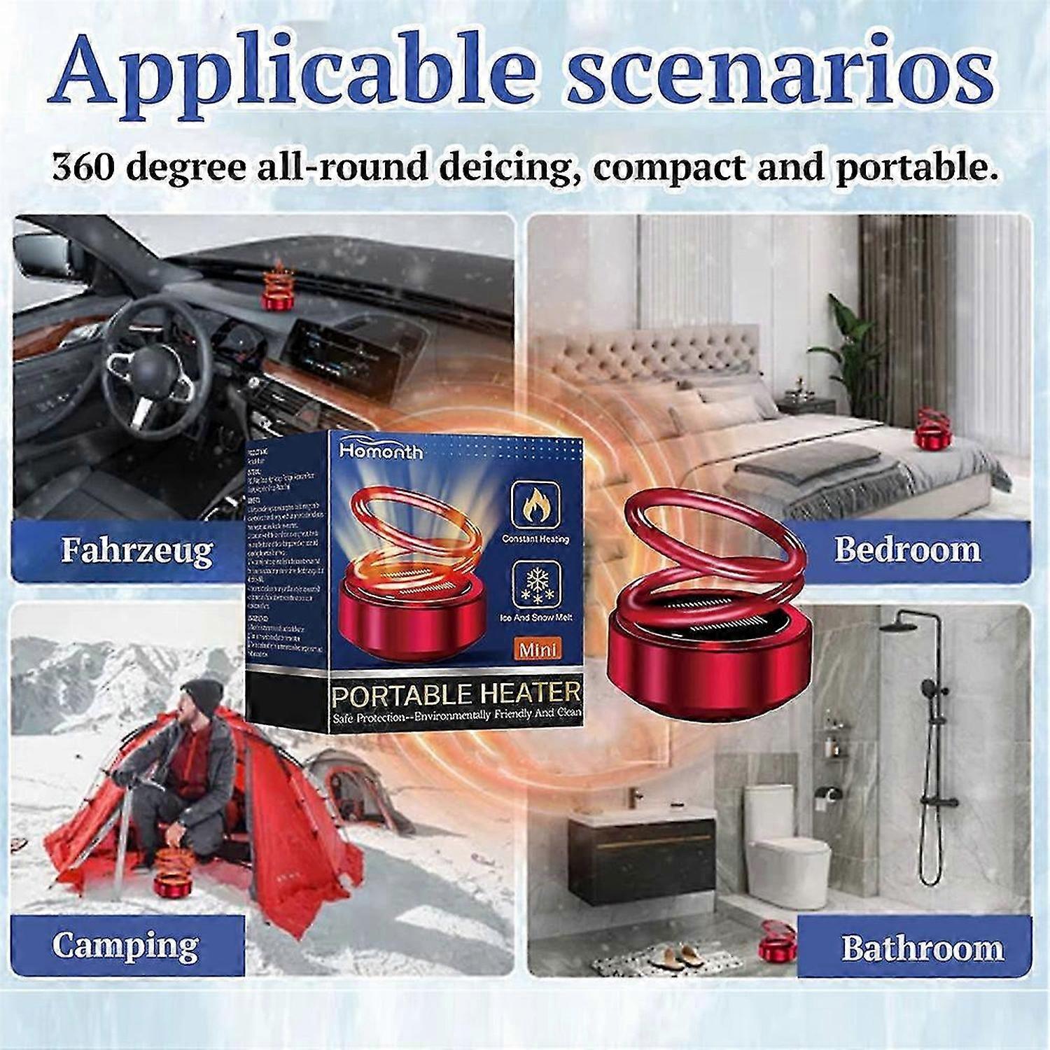 2PCS NEW Mini Portable Kinetic Heater Auto Rotating Double Ring Mini Kinetic Heater