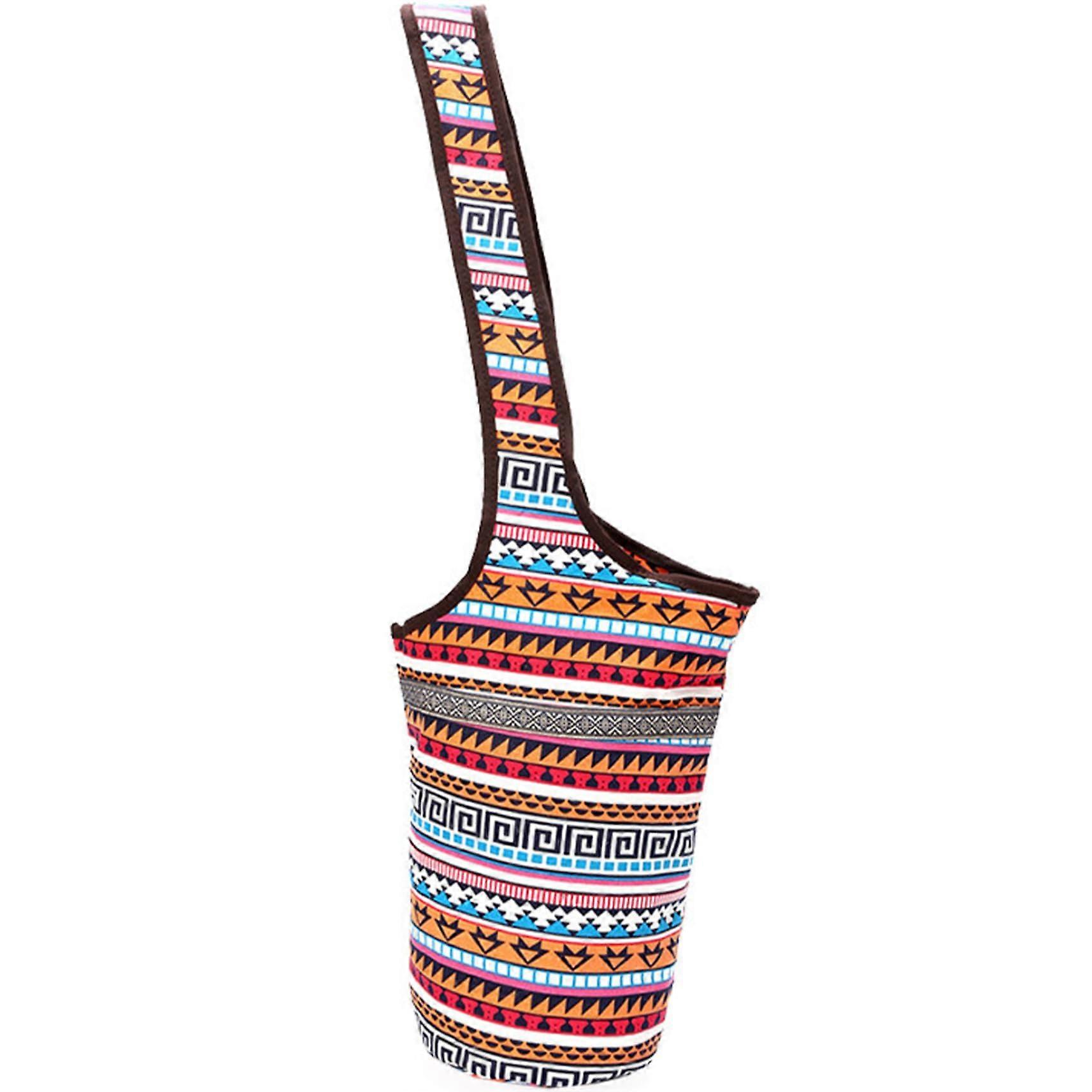 Yoga mat carrier with large side pocket and zipper, printed pattern yoga bag