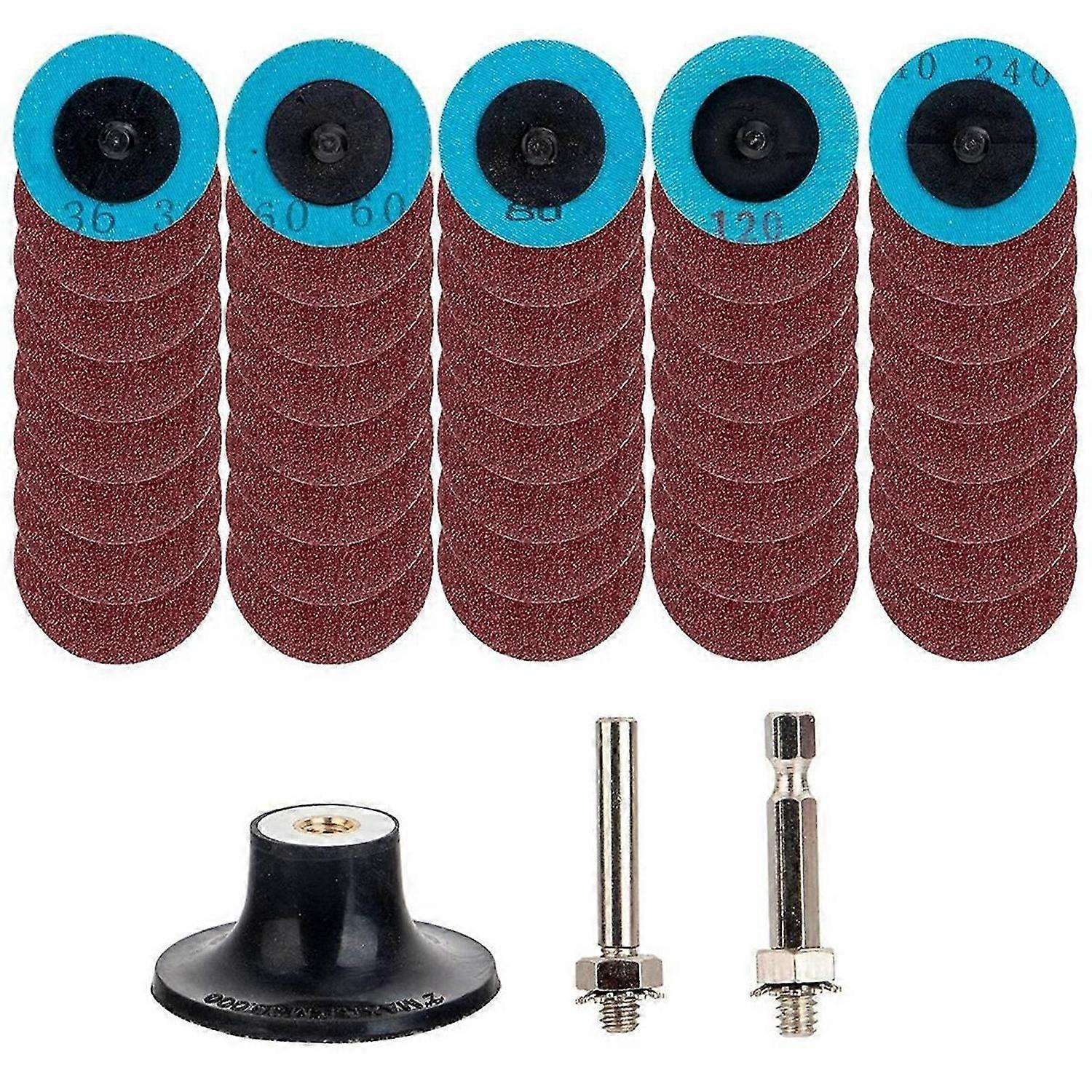 40 Pcs Quick Change Discs Set, 2 Inch A/O Sanding Discs with 1/4 Inch Holder, Surface Conditioning D