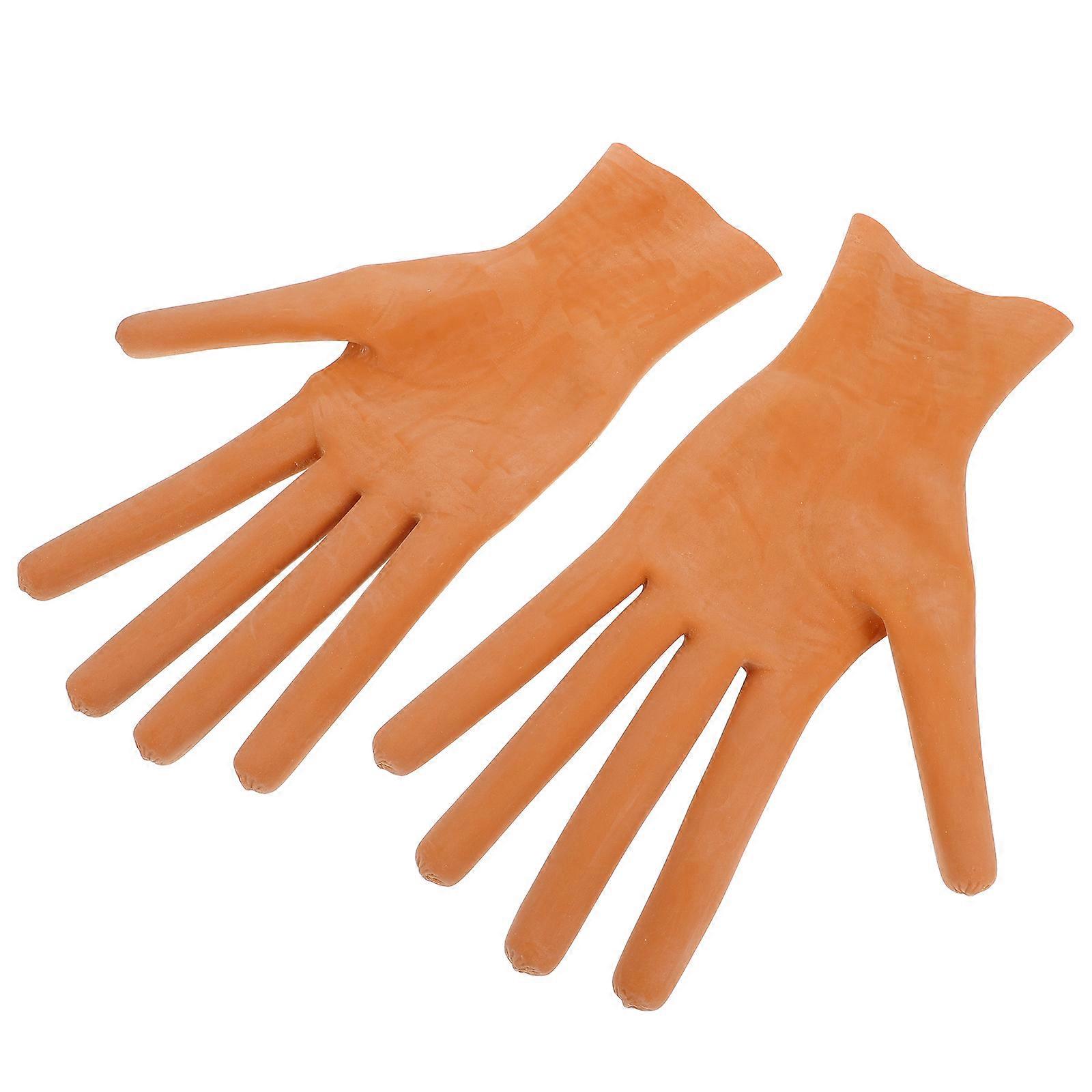 Halloween Props Sausage Gloves Chocolate Color Sausage Shape For Cosplay Events 1 Pair