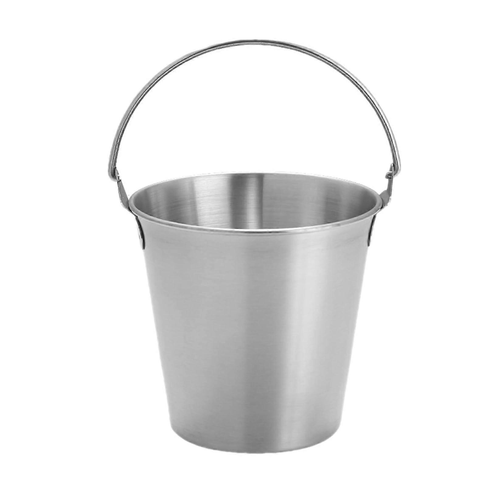 Mini stainless steel ice bucket with handle – insulated small metal bucket for drinks, wine, french fries, parties (Gold) (Silver)