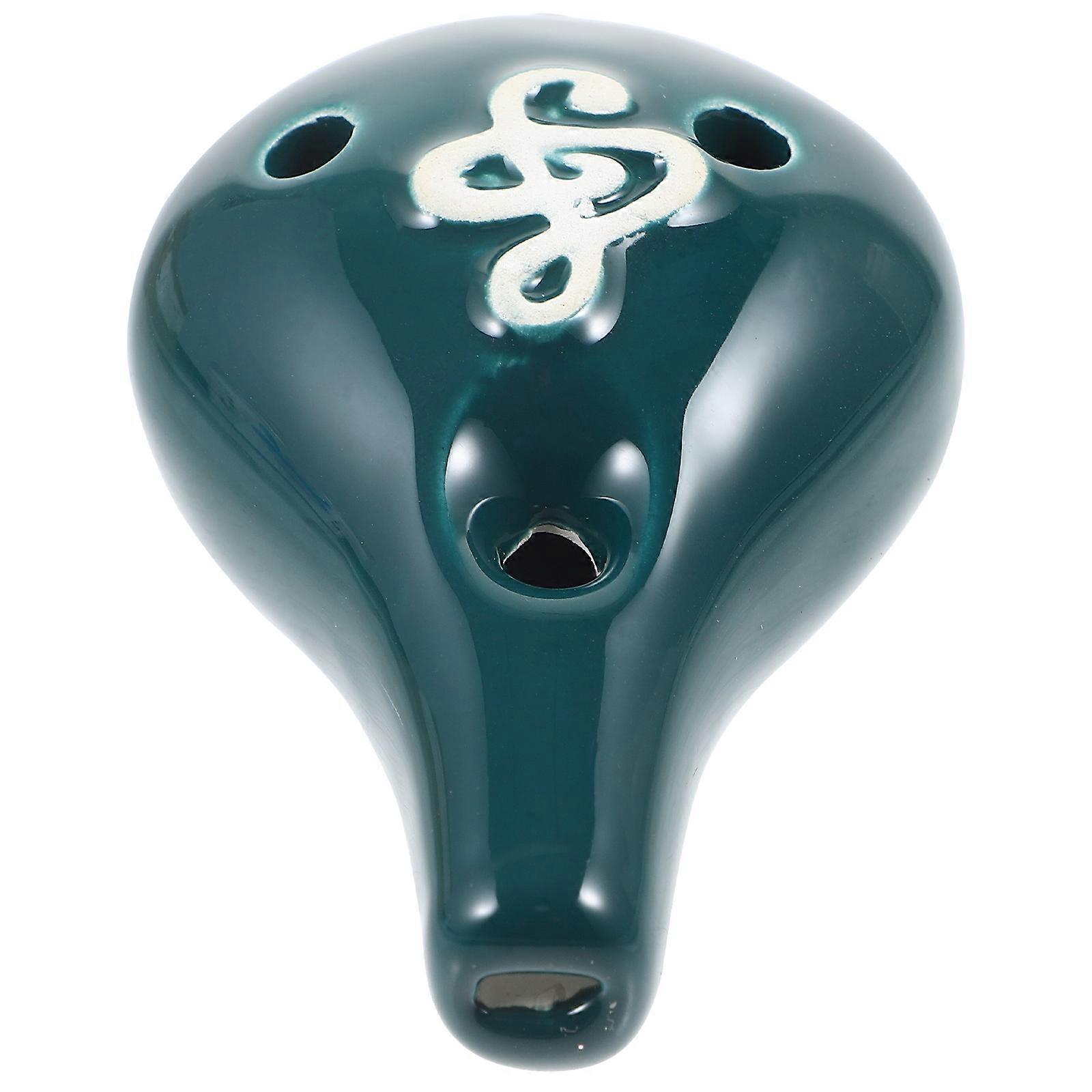 Ocarina Music Instrument for Kids Portable Ocarina 6 Holes Ceramic Green Small Design Beginner 1Pack