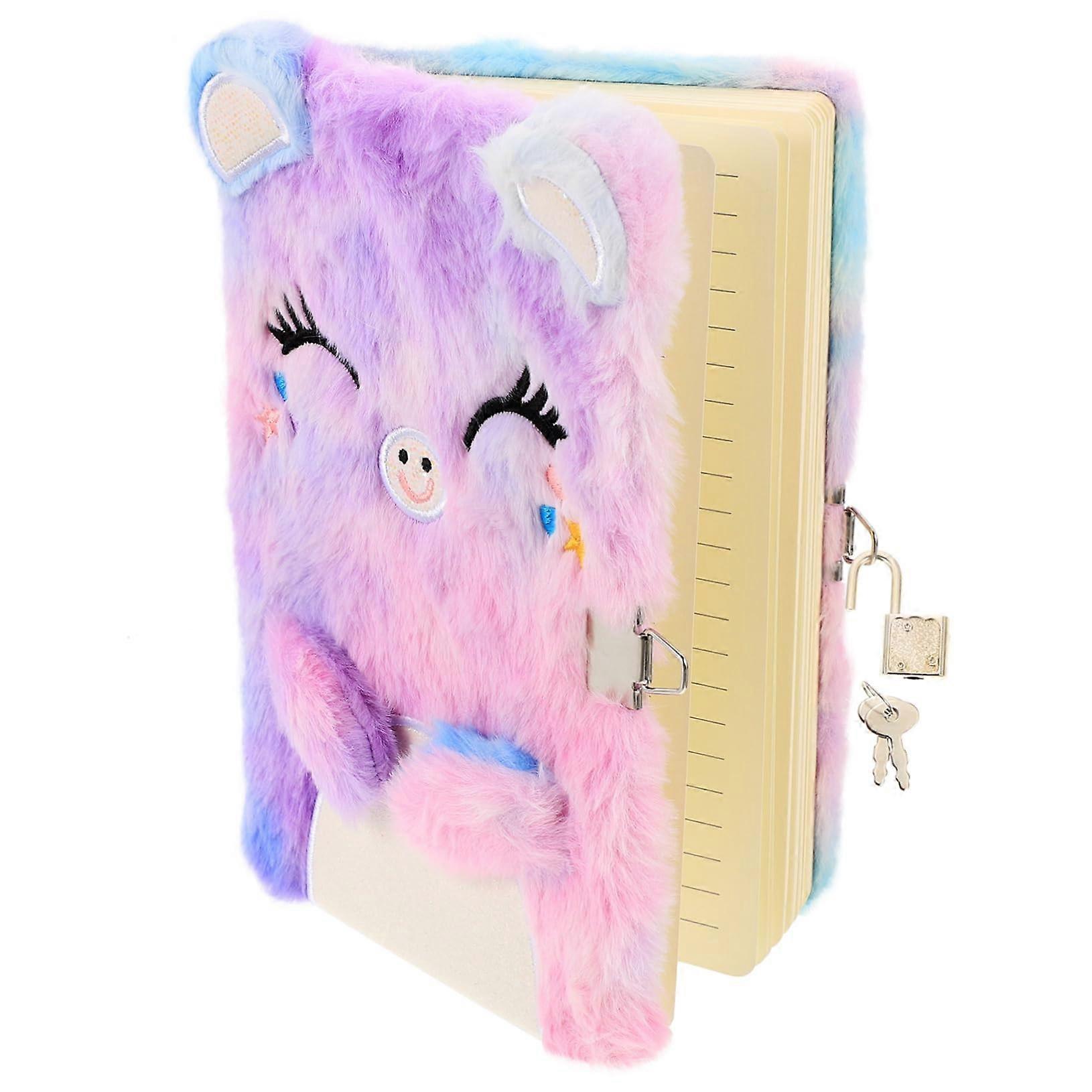 Plush Diary with Lock - Cartoon Notebook for Little Princesses, Portable Soft Cover Journal for School and Leisure Activities
