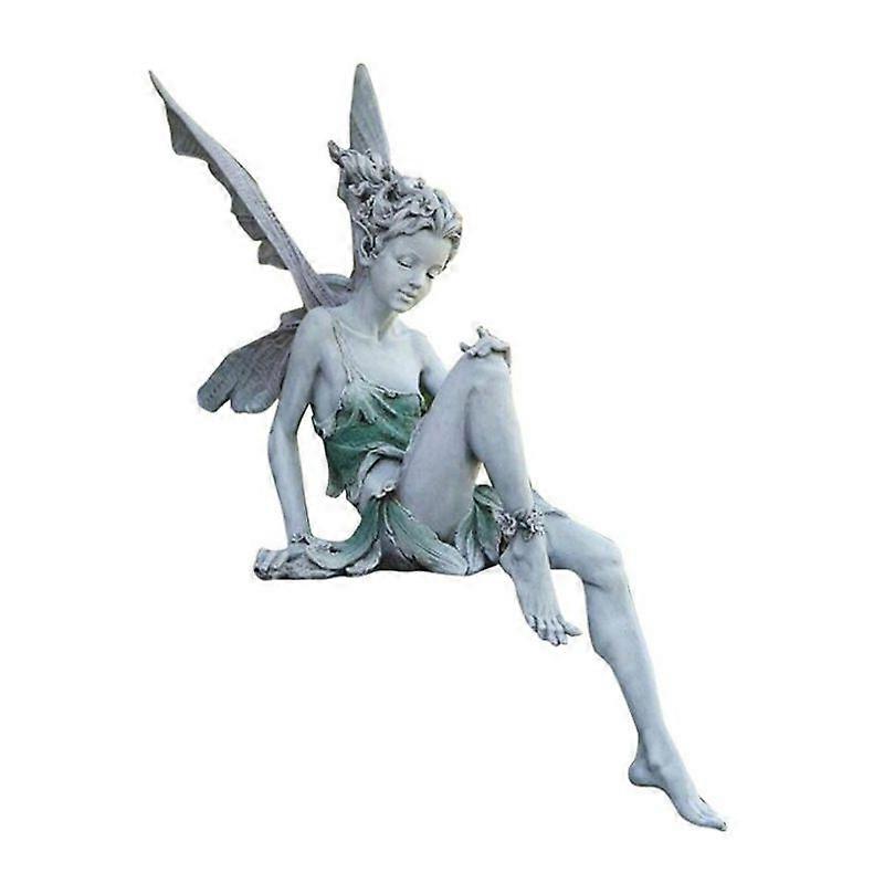 Fannie The Garden Fairy Seated Statue, Polyresin, Full Color Palette