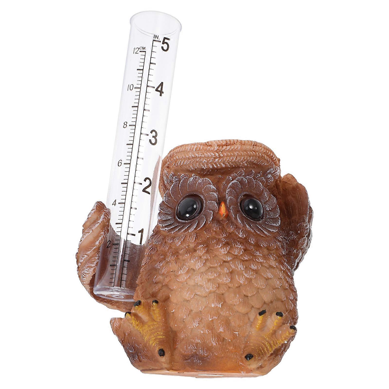 Rain Gauge Owl Shape Yard Decoration Accurate Rainfall Tracking Resin 1Pack