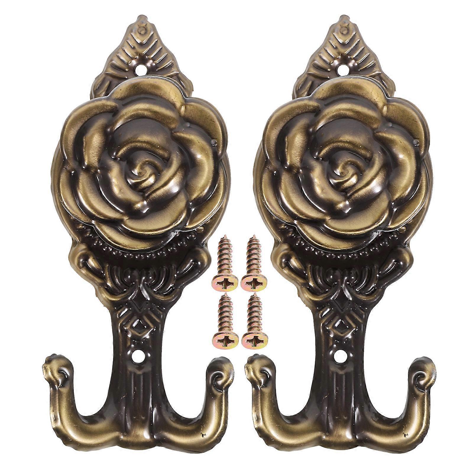 Artificial Floral Drapery Holdback Rose Style Antique Green Flower Shape Decorative 2Pcs For Curtains Bedroom