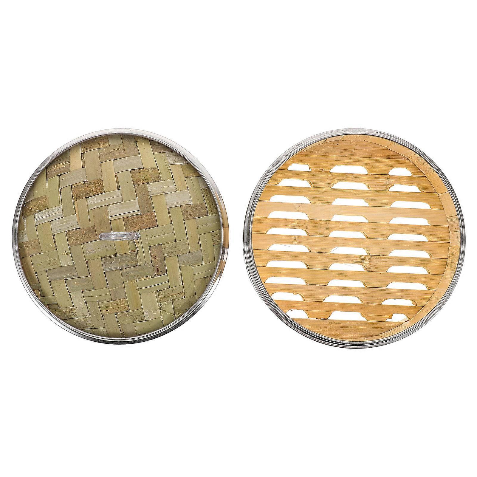 スチームバスケット餃子ふた付きスチーマーバスケット伝統的なアジアの木製スチームバスケット多目的使用ホームユーザー2個
