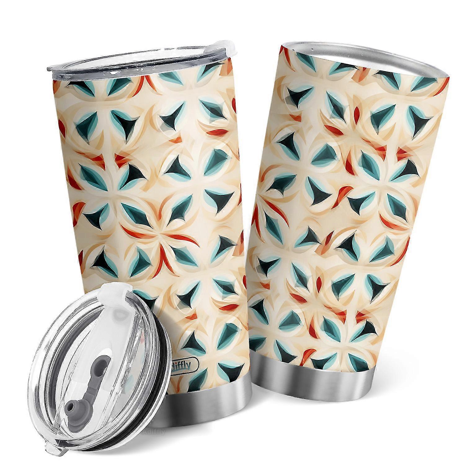 Compatible with specific brands 20oz Color Blocks Print Travel Tumbler Double Wall Vacuum Insulated Cup with Lid