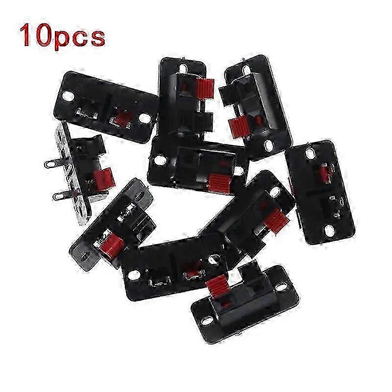 10PCS Spring Clip Stereo Speaker Plate Terminal Strip Board 2 Way Binding Post Connector Socket Block Push Type
