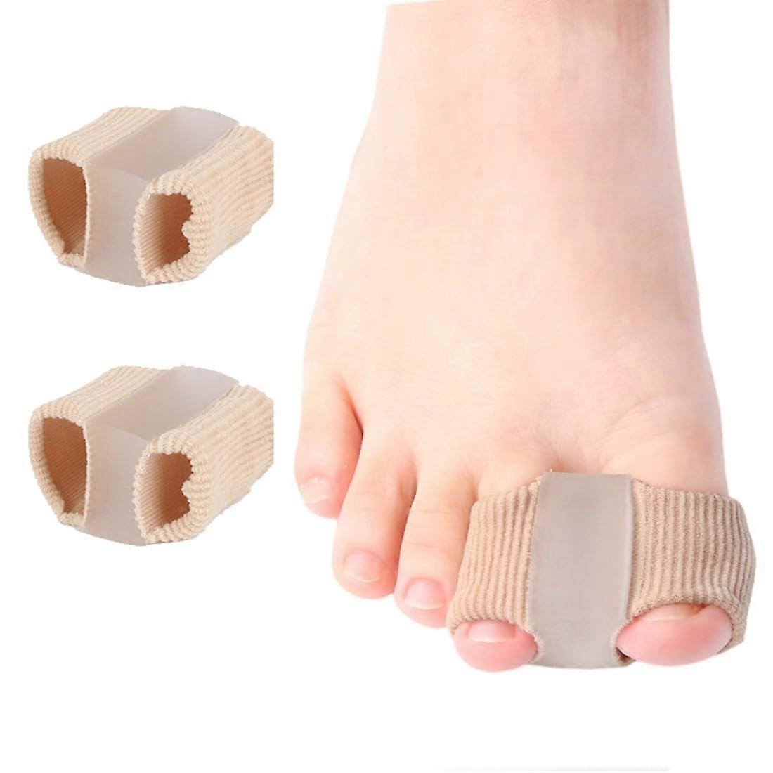 Toe Straightener Pack of 2 Silicone Tubular Bandages, Large Bunion Corrector, Two Hole Toe Orthosis for Bunion Pain Relief