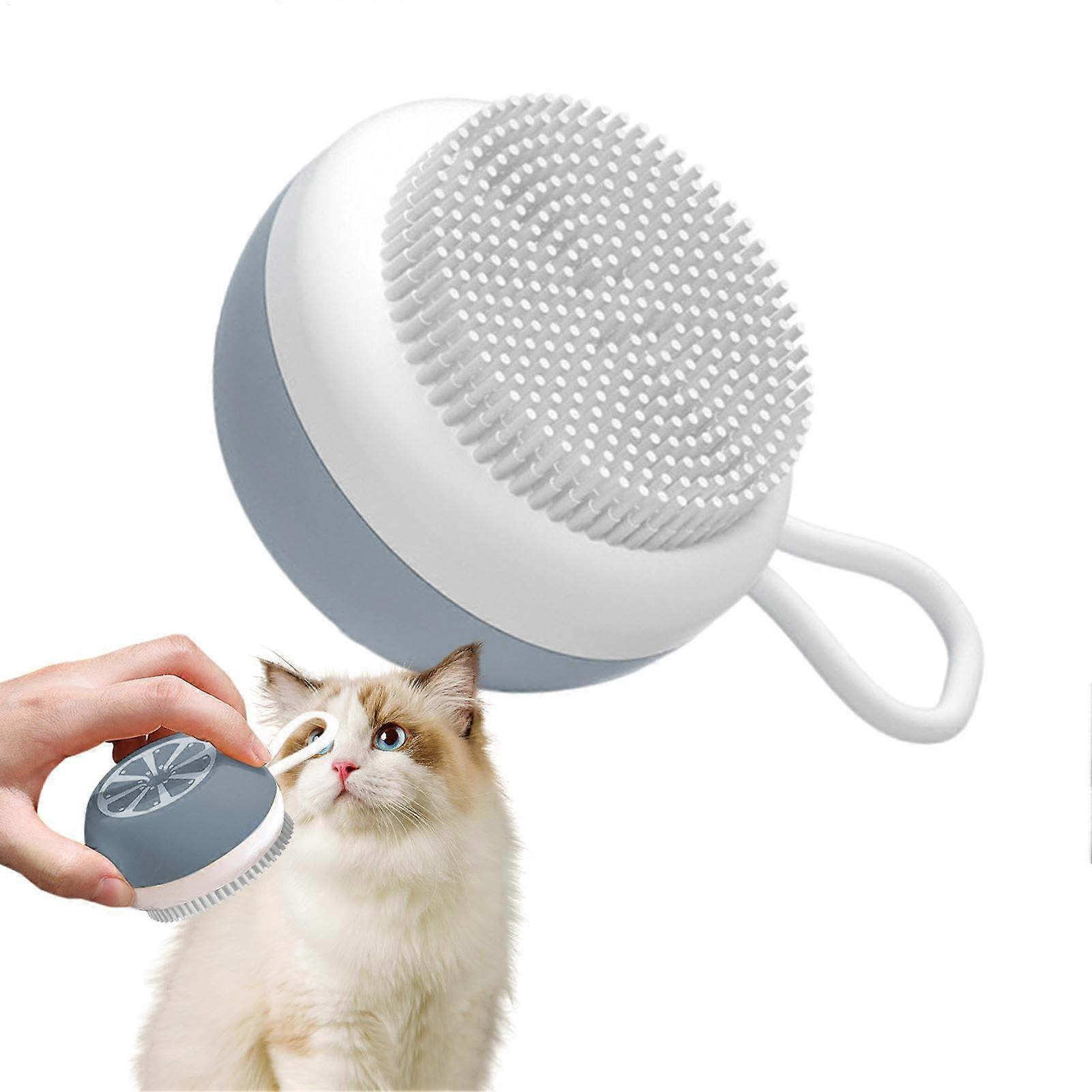 Silicone Dog Scrubber for Bathing | Pet Bath Brush with Fine Tooth Cleaning Tools, Soft Grooming Accessories for Puppies and Kittens in Gray