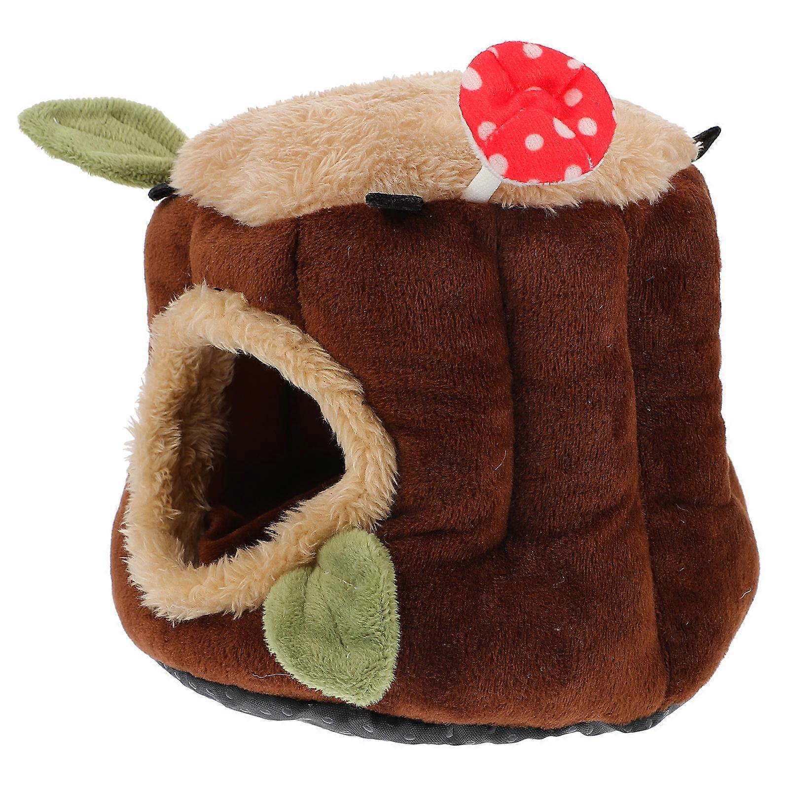 Brown Hamster Warm House Comfortable Cloth Nest for Small Animals with Buckles and Chains 7 inch