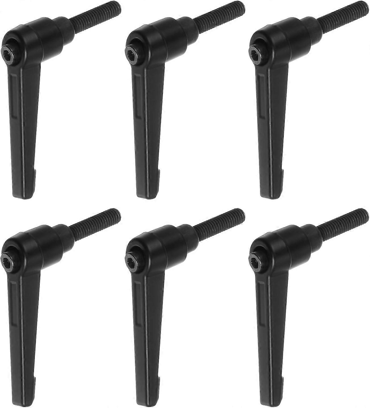 AURA 6pcs Adjustable Clamping Lever Handles ,M6 x 20mm Locking Quick Release Ratchet ,Push Button Handle, Black