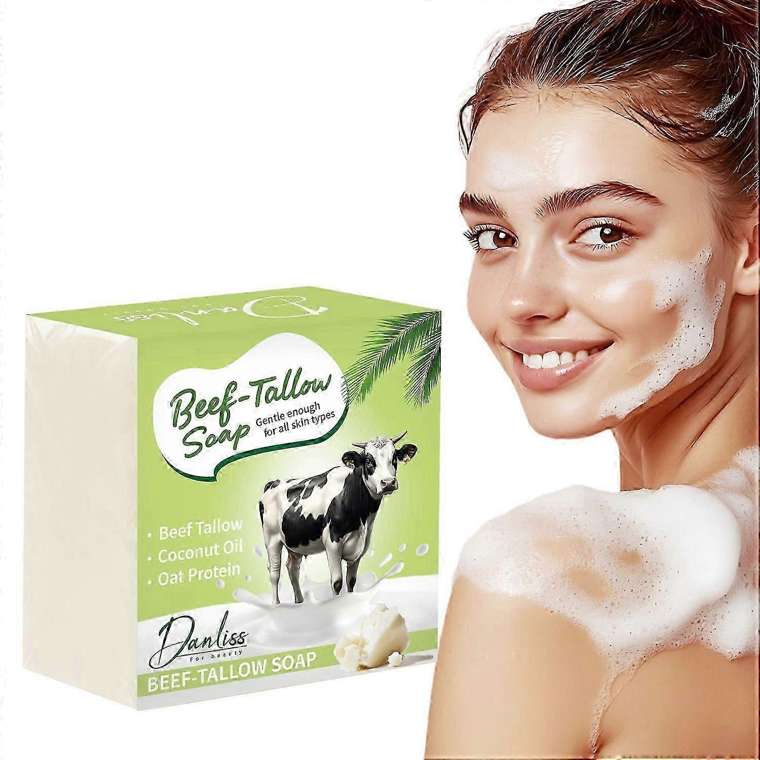 Beef Tallow Soap Bar -All Natural and Organic Grass Fed Tallow Soap- Moisturizes, Soothes, Hydrates Face & Body Wash Great for Itchy, Dry, Sensitive S