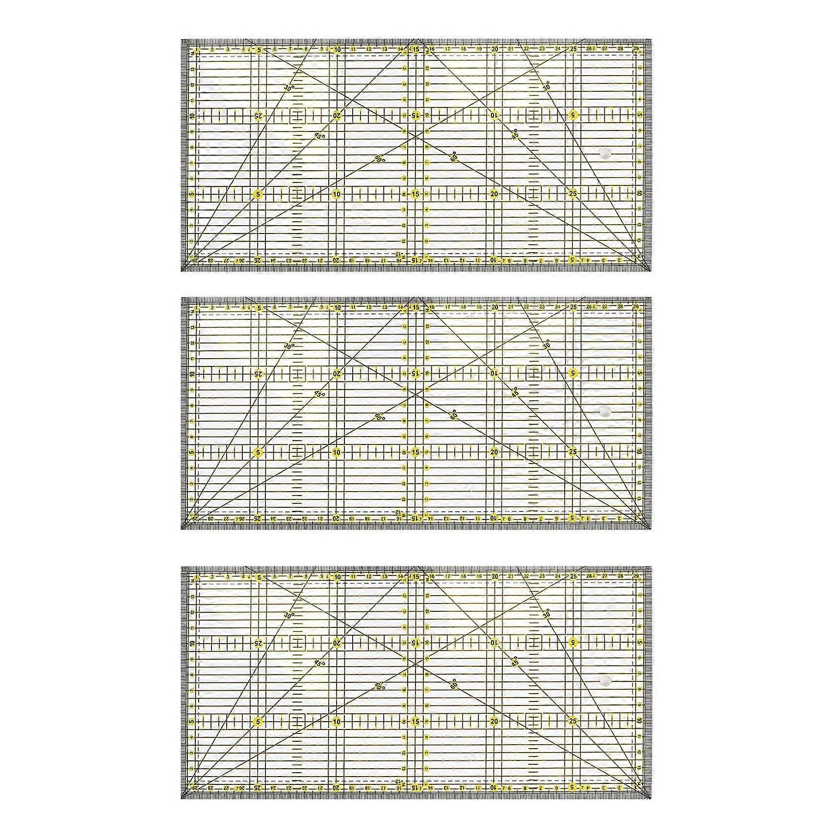 3X Cutting Ruler for Patchwork Fabric Quilting - Multi-Purpose DIY Sewing Design Tool 30x15 cm Soft Mat Kits