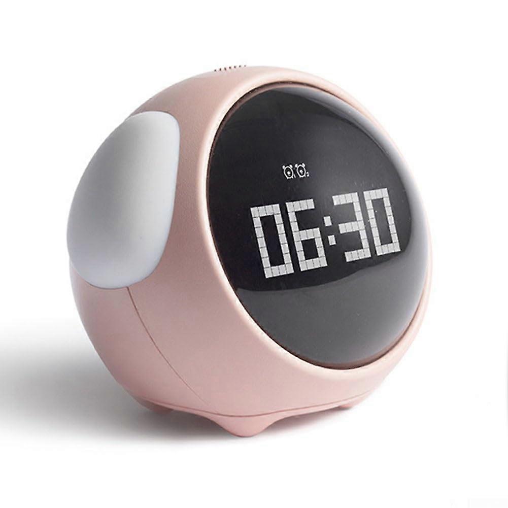 Children's Alarm Clock, Multifunctional Electronic Clock, Adjustable Brightness, Temperature Display for Children's Room, 5 Alarm Ringtones (Pink)