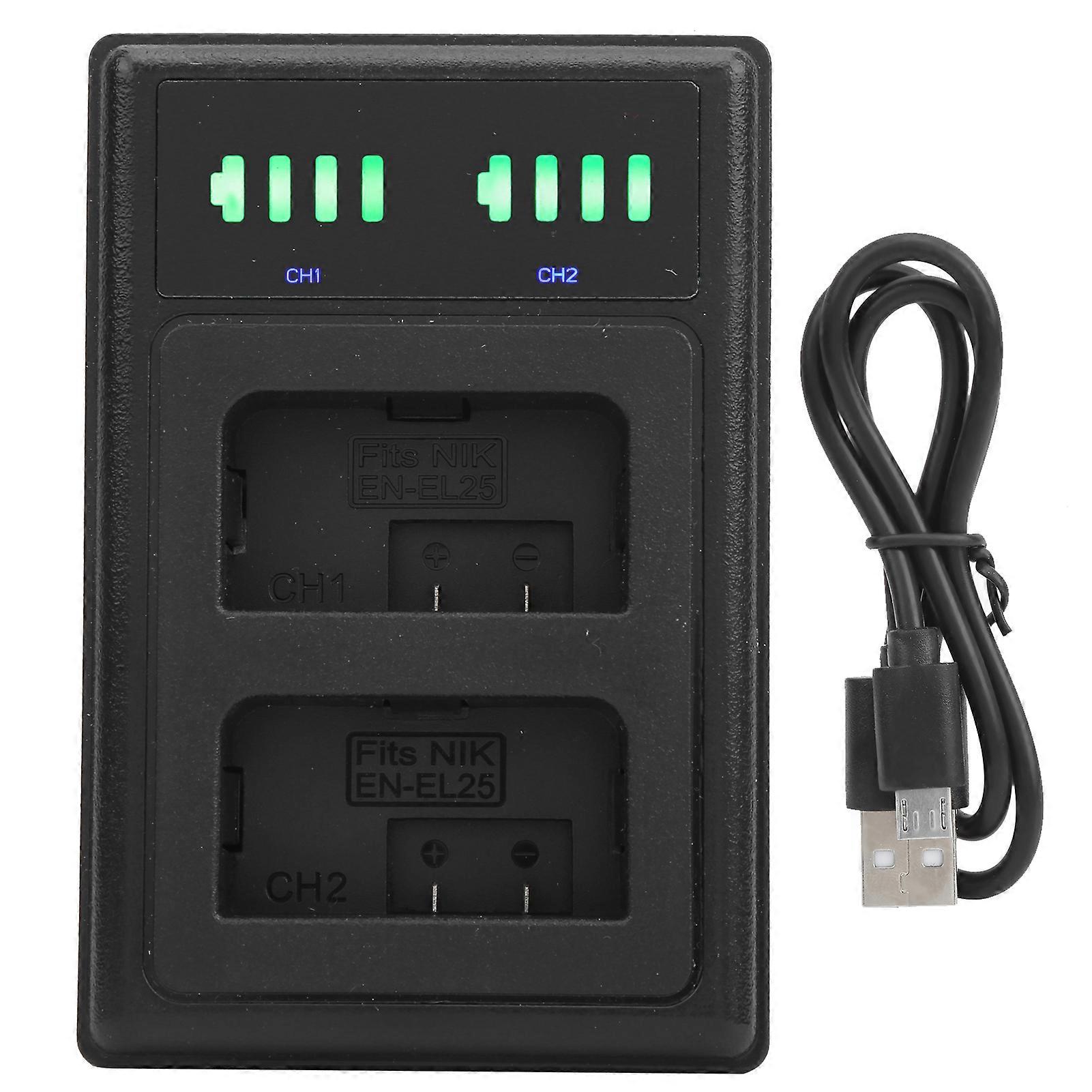 Charging Seat Double Fast Charge Hub Micro TypeC LCD Display for ENEL25 Camera Battery