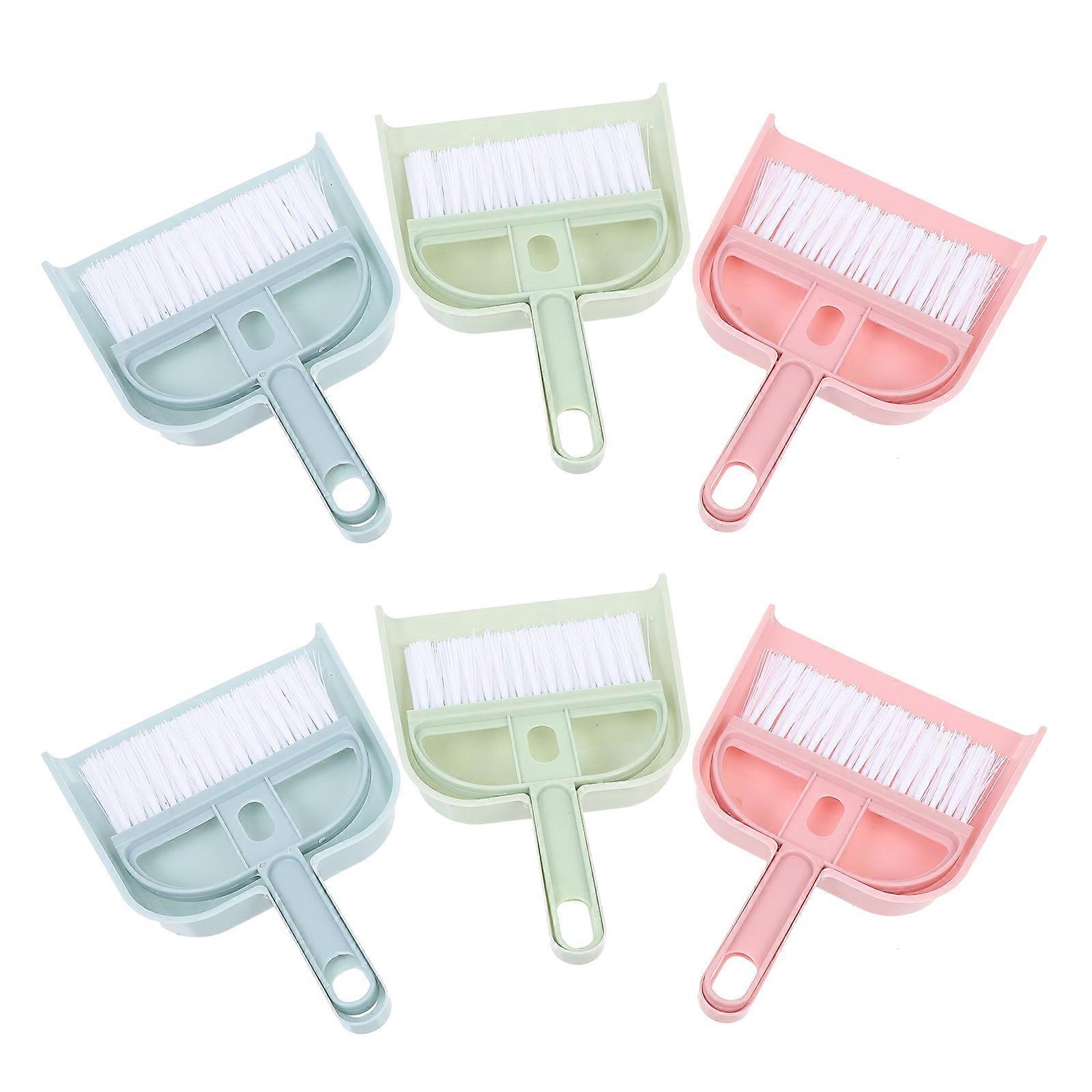 Dust Pan and Brush Set Desktop Cleaning Tools Pet Care Green Plastic 6 Sets