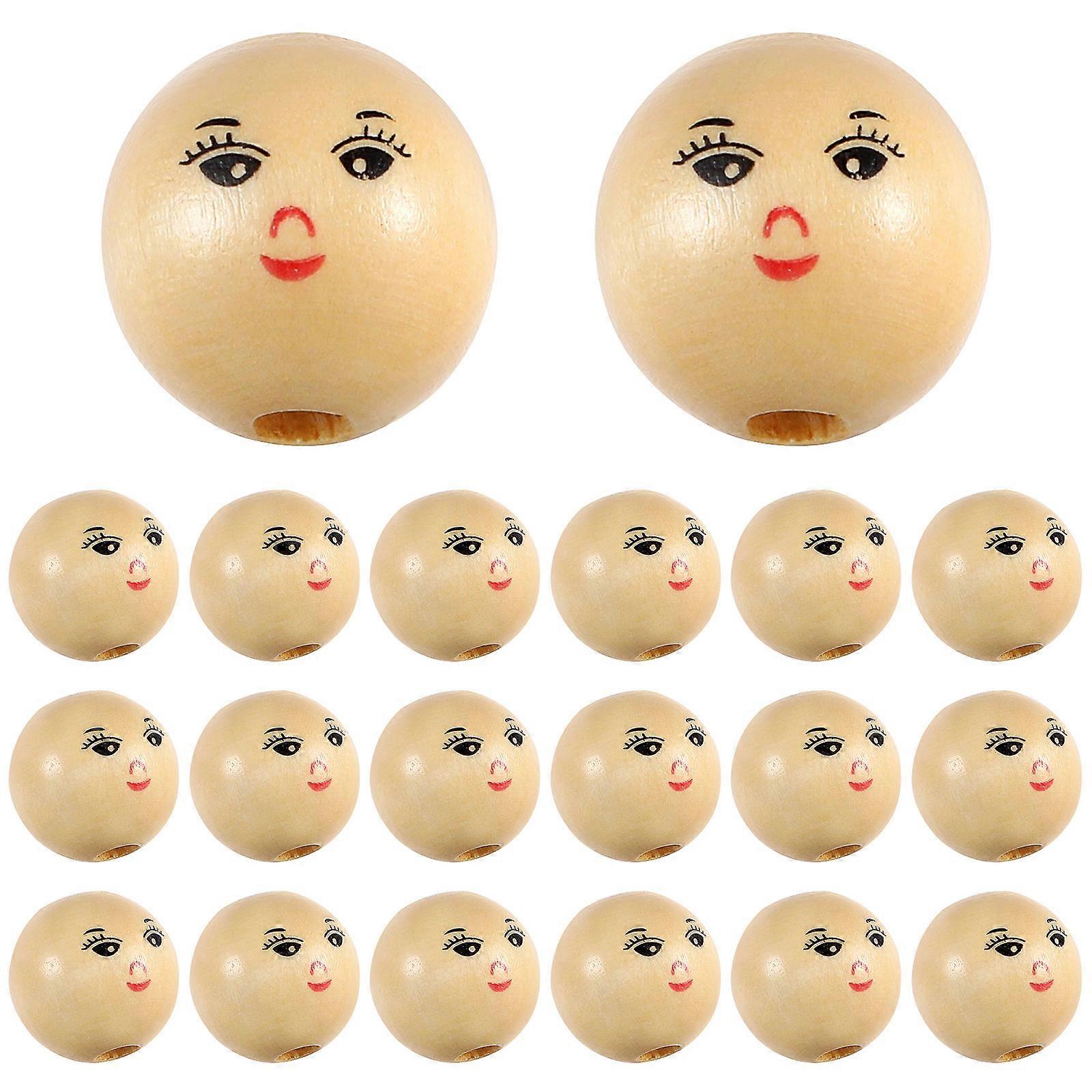 Smile Beads Wooden With Holes For Classroom Crafts Special Occasions 50Pcs