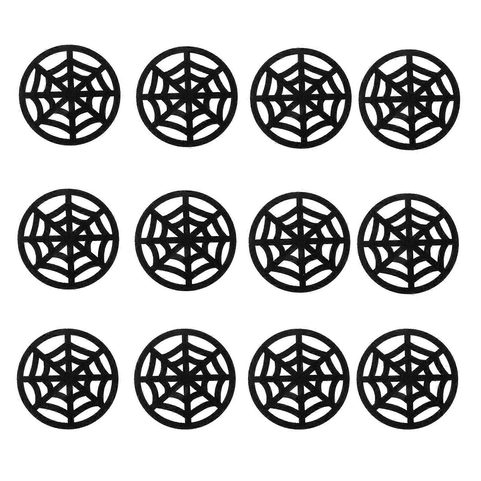 12pcs Halloween Coasters with Black Cat, Bat, and Heat Resistant Cup Mats for Festive Drink Protection