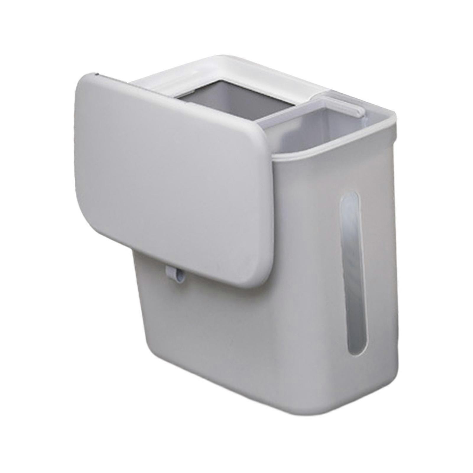 Hanging Trash Can with Lid, Dry Wet Separation, Large Capacity, Under Sink, Grey