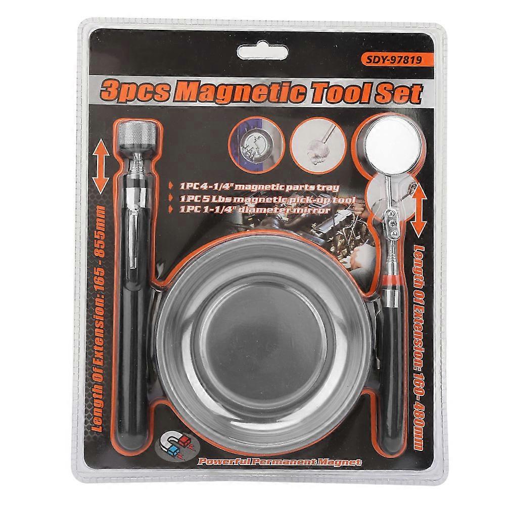 3pcs Magnetic Tool Set Screw Tray Telescopic Pickup Tool Inspection Mirror