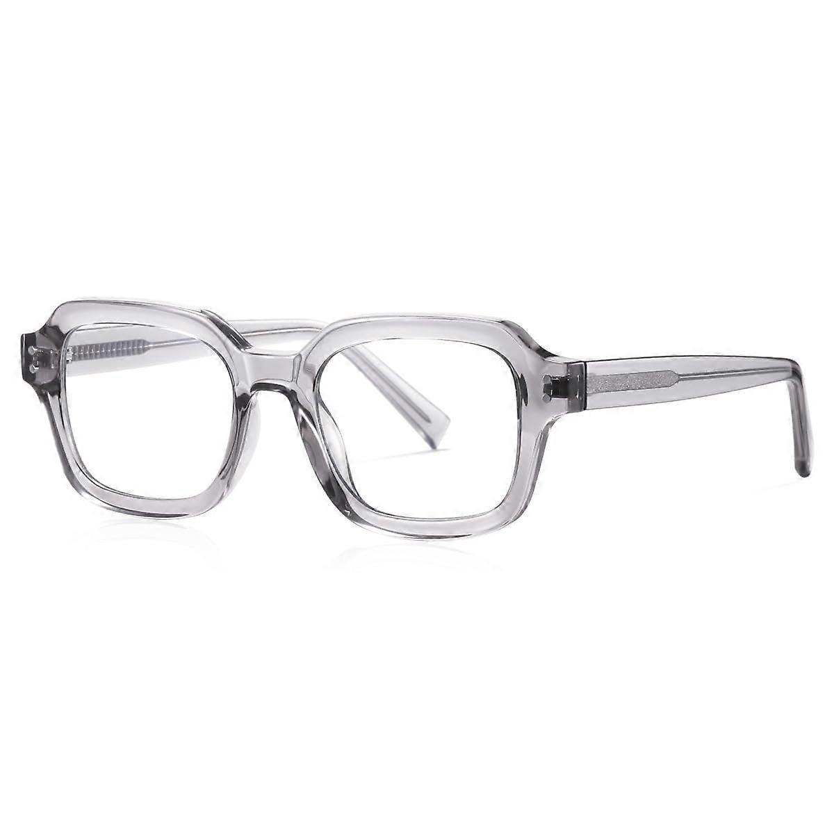 Blue Light Blocking Glasses TR90 Frame Square Retro Grey With Clear Lenses For Men And Women