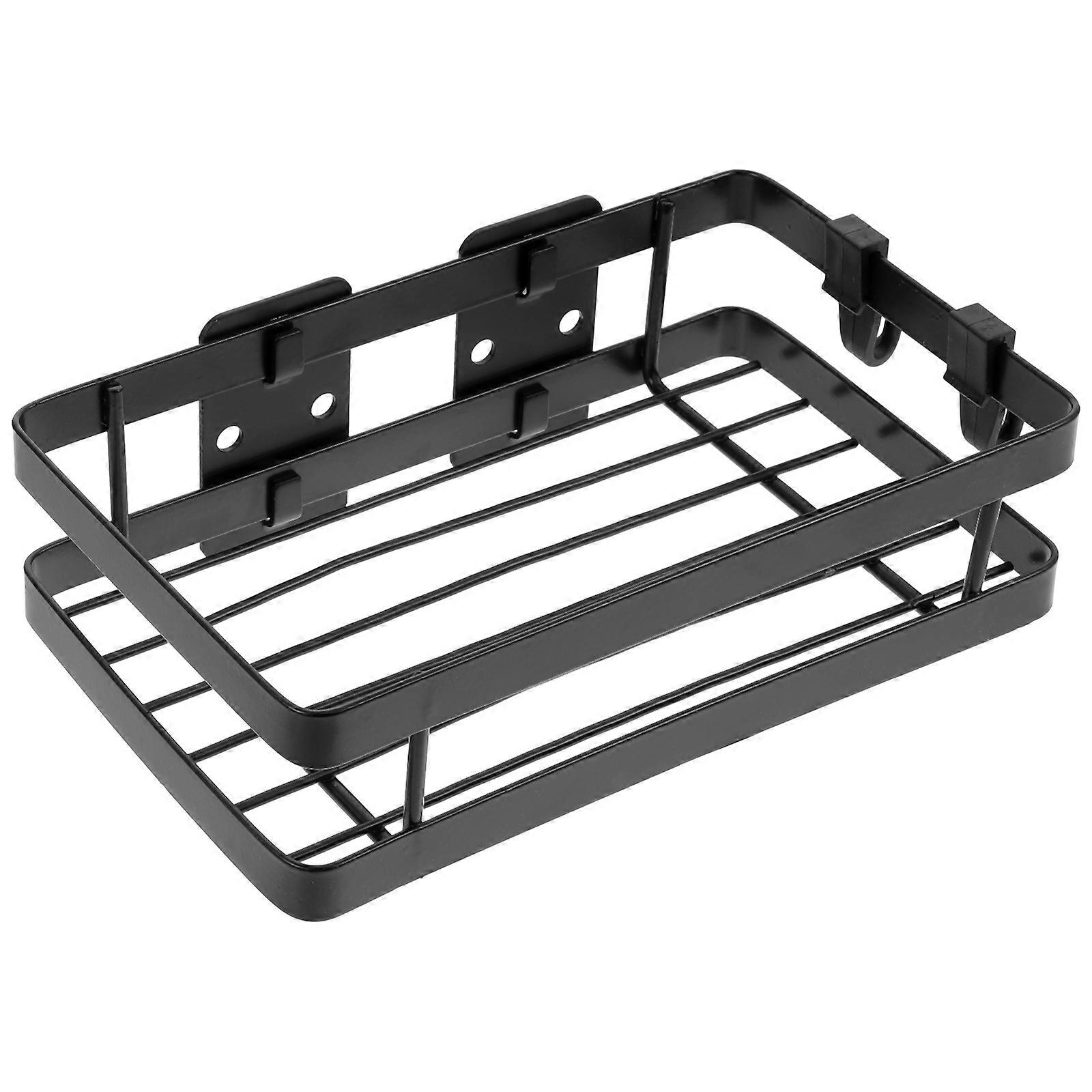 Black Metal Wall Hanging Organizer for Spices and Condiments with Enough Space to Keep Kitchen Tidy