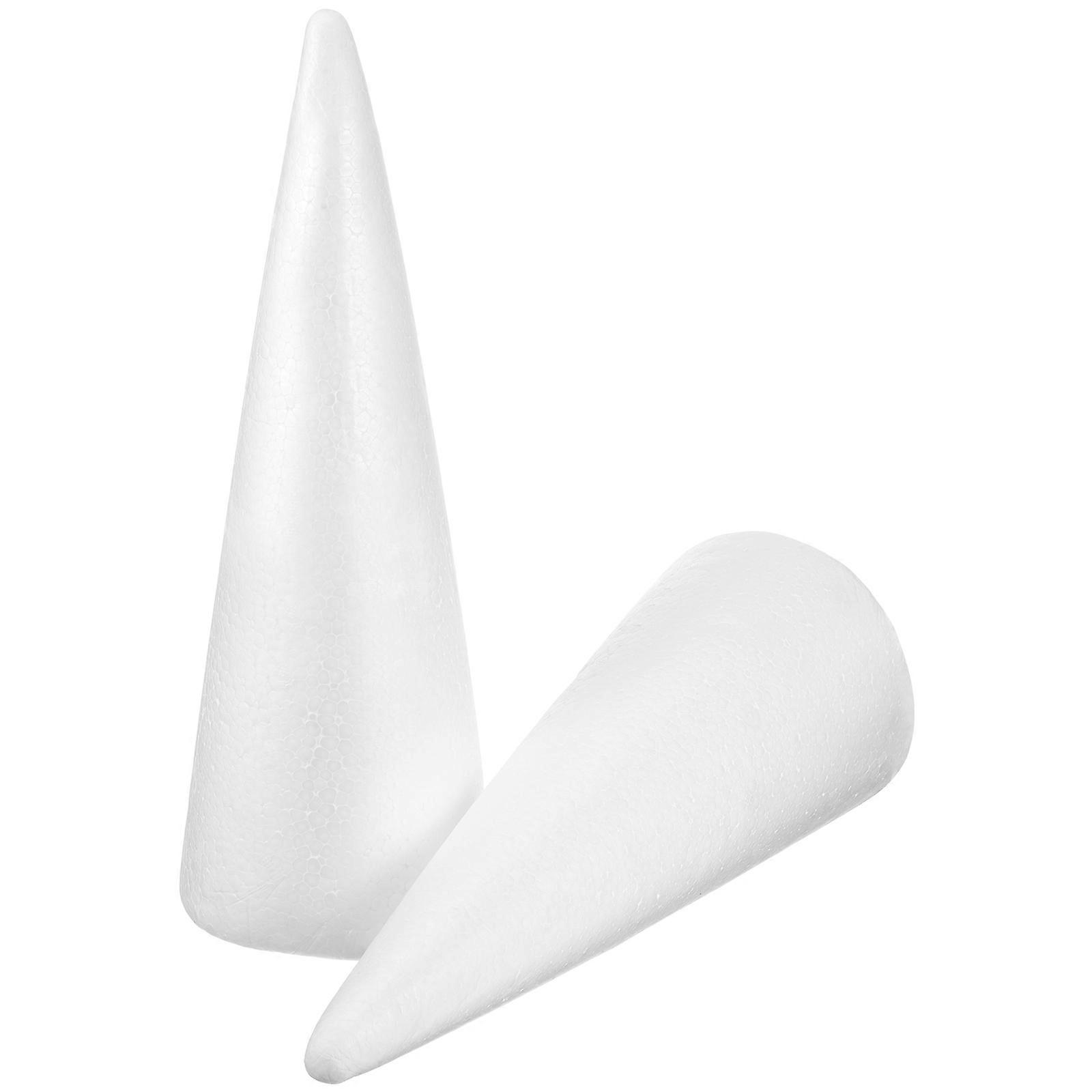 Craft Polystyrene Cone White Solid Foam Shape Christmas Diy Project Material 38x13.5cm Decorative Item 2Pcs