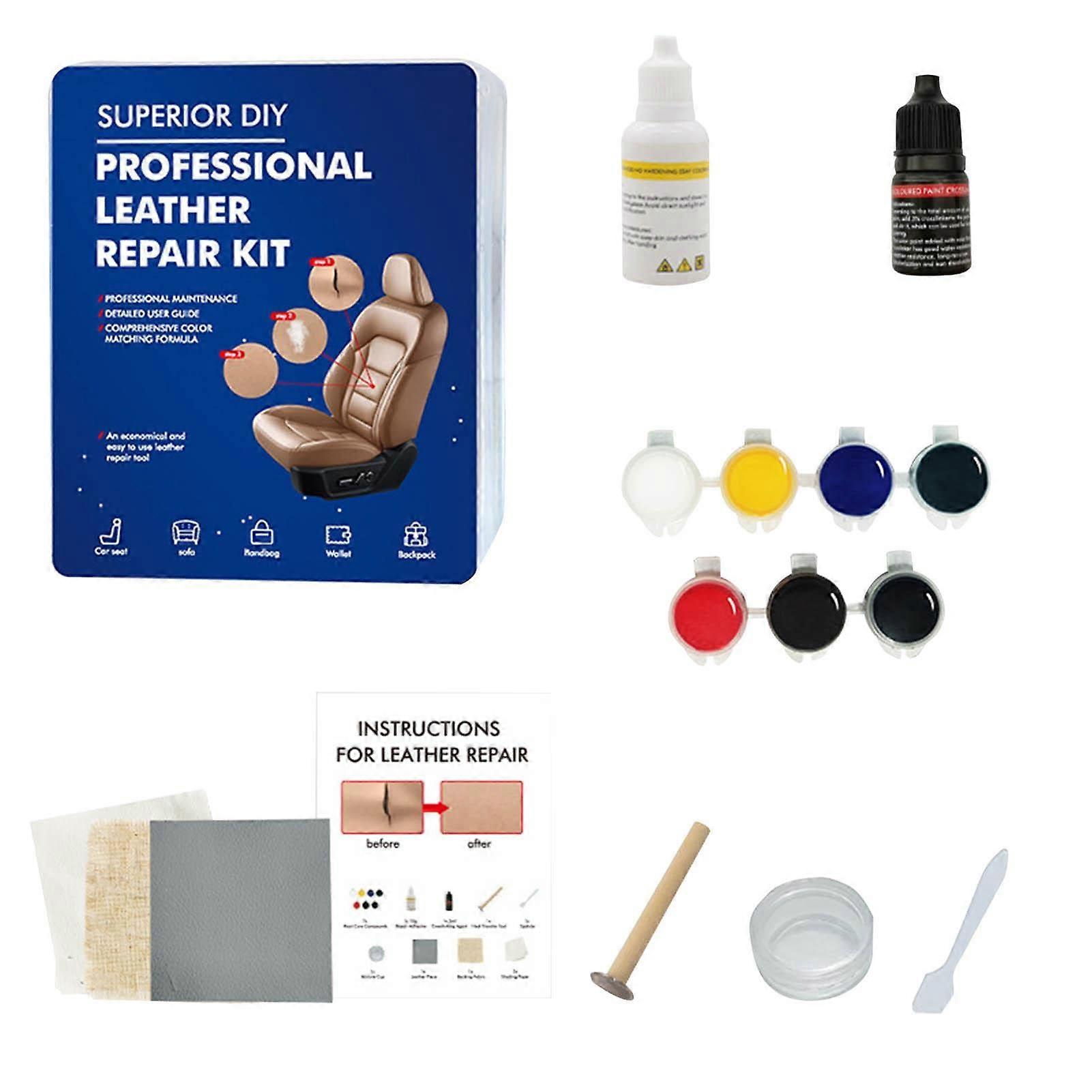 5 Pieces Leather Kit, 7 Colours, Sofa , Filler, Paint for Scratches