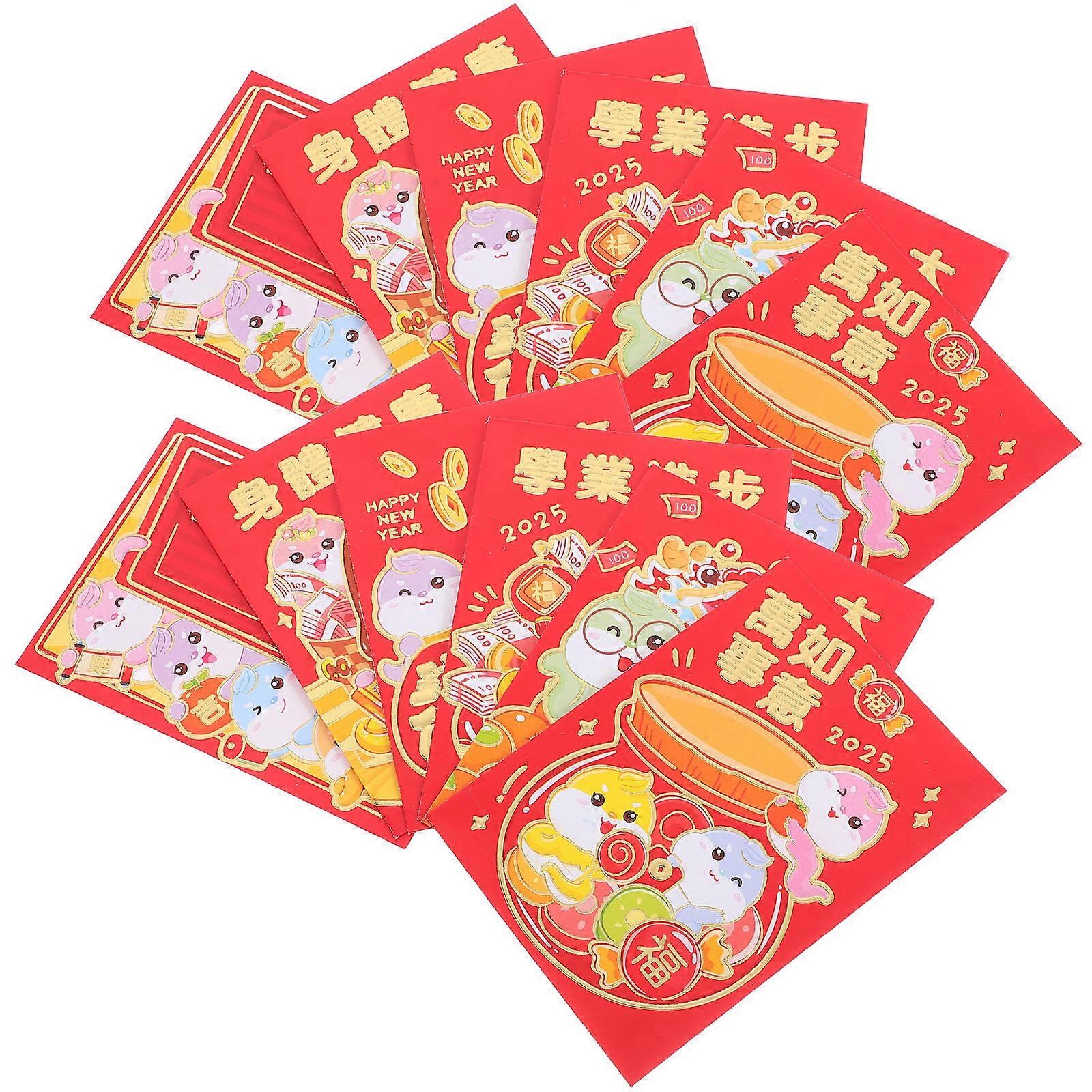 Red Envelopes Snake Year Gifting Blessings Sharing Rectangular Shape 36Pcs