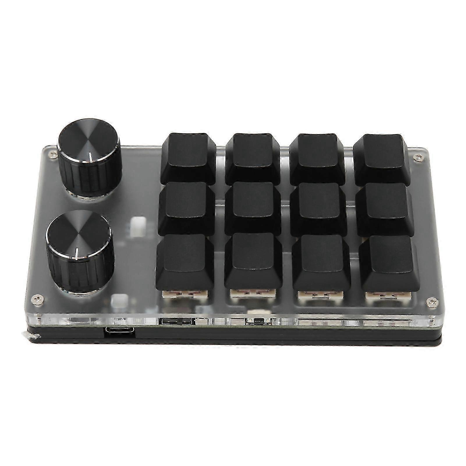 2025 Mini Keypad Knob Design Red Switch Dual Mode Plug and Play Mechanical Programmable Keypad for Gaming Office Media 12 Keys with 2 Knobs